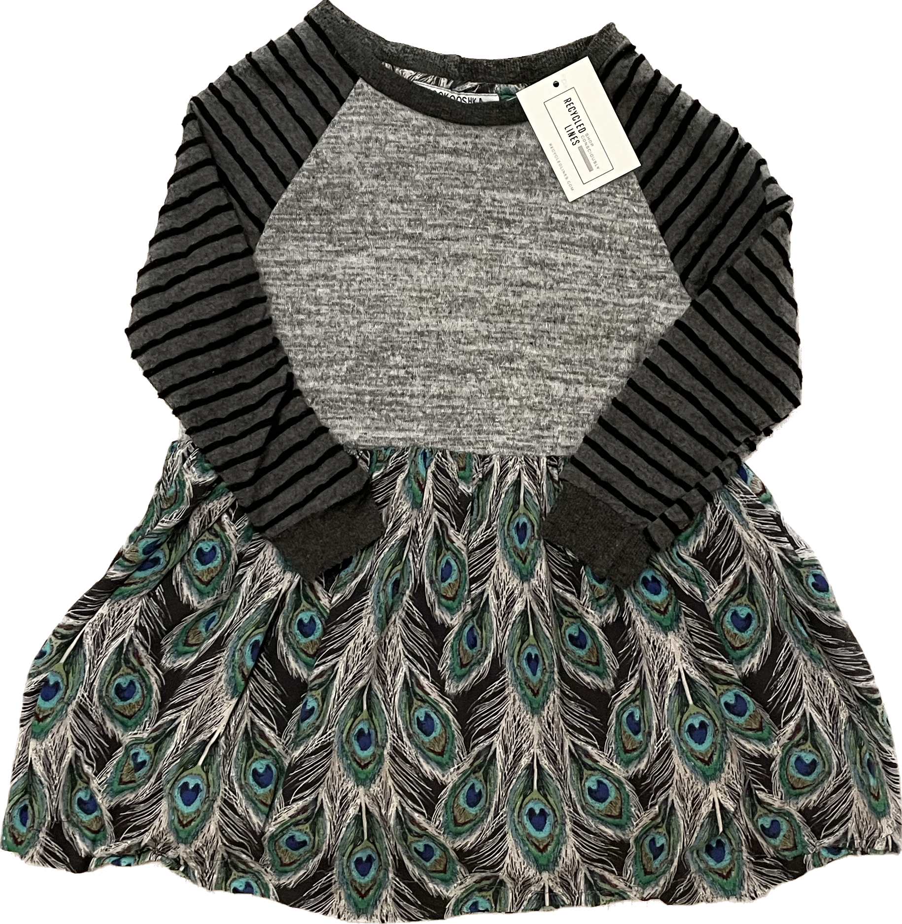 Kookooshka Peacock Dress, Gray/Teal Girls Size 5?