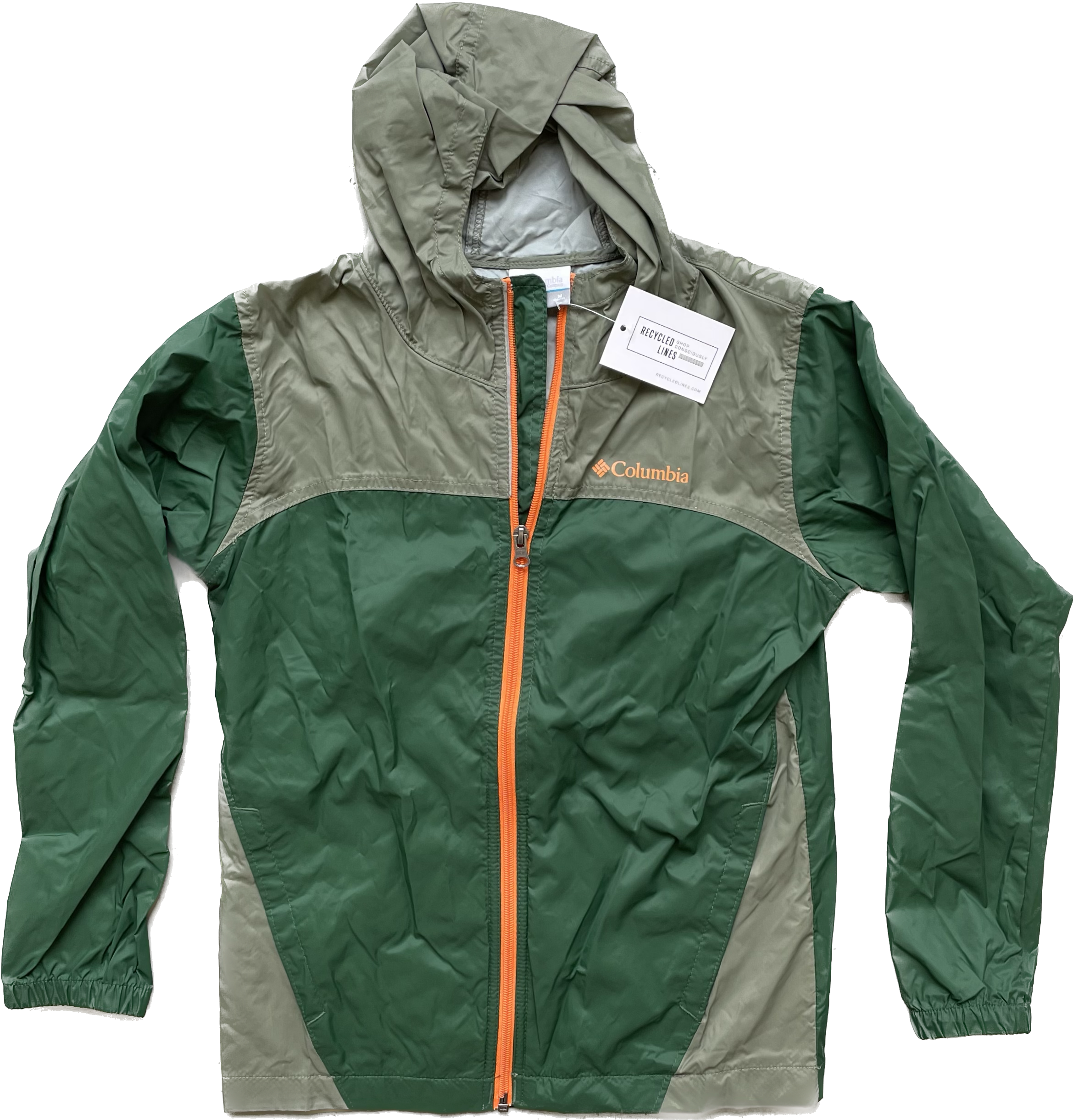 Columbia Rain Jacket, Olive/Forest Boys Size M (10/12)