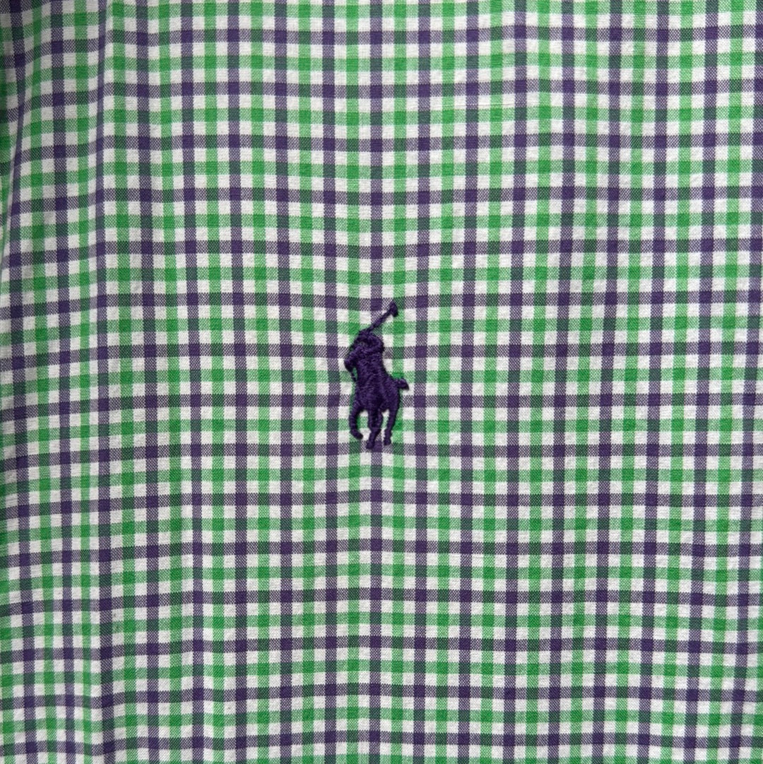 Ralph Lauren Button Down, Green/Purple Boys Size XL (20) in excellent condition — Recycled Lines, Fairfield CT | Premium Sustainable Consignment