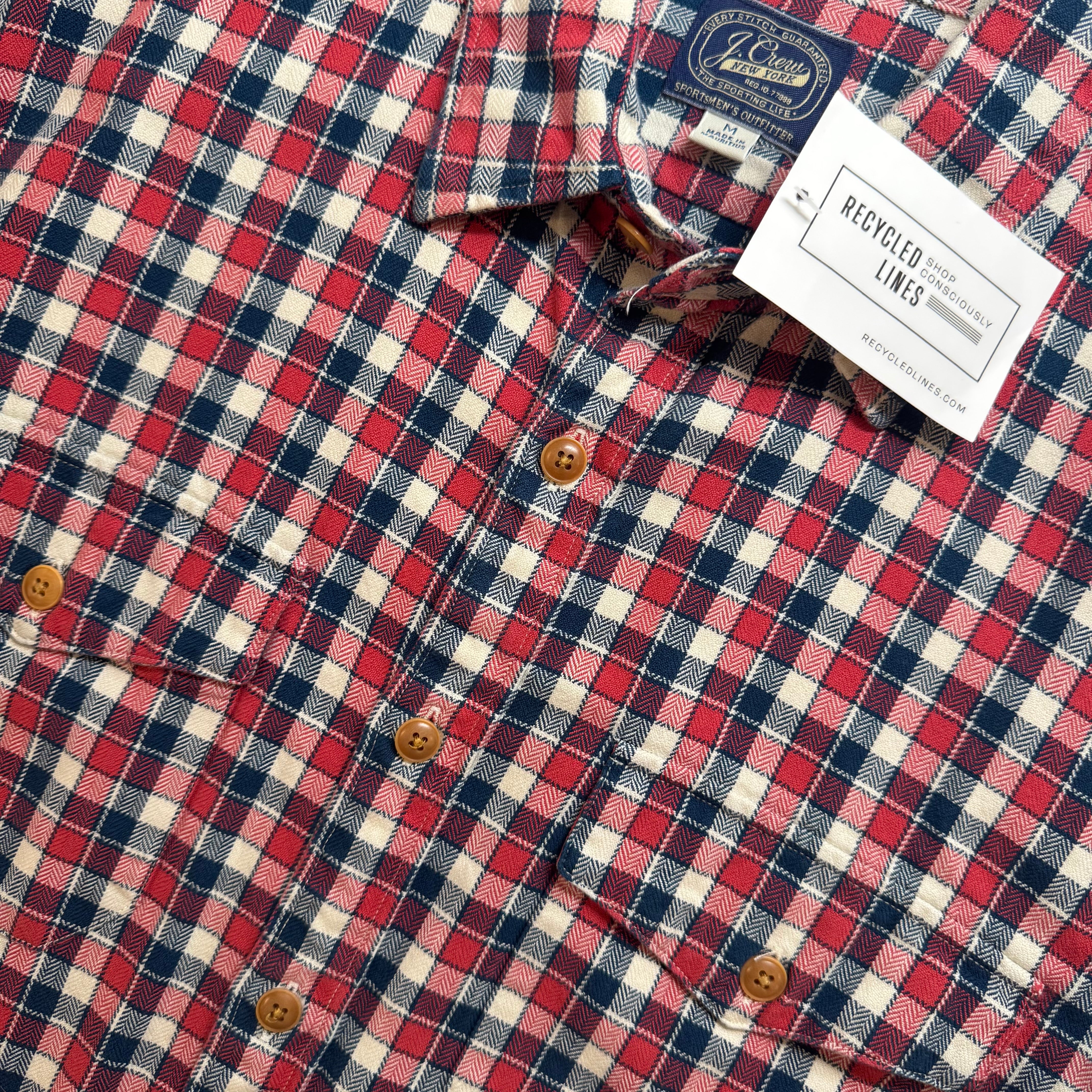 J.Crew Sportmen's Button Down, Red/Blue Mens Size M in excellent condition — Recycled Lines, Fairfield CT | Premium Sustainable Consignment