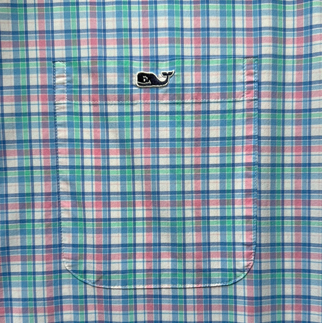 Vineyard Vines Performance Button Down, Pink/Blue/Green Mens Size XXL
