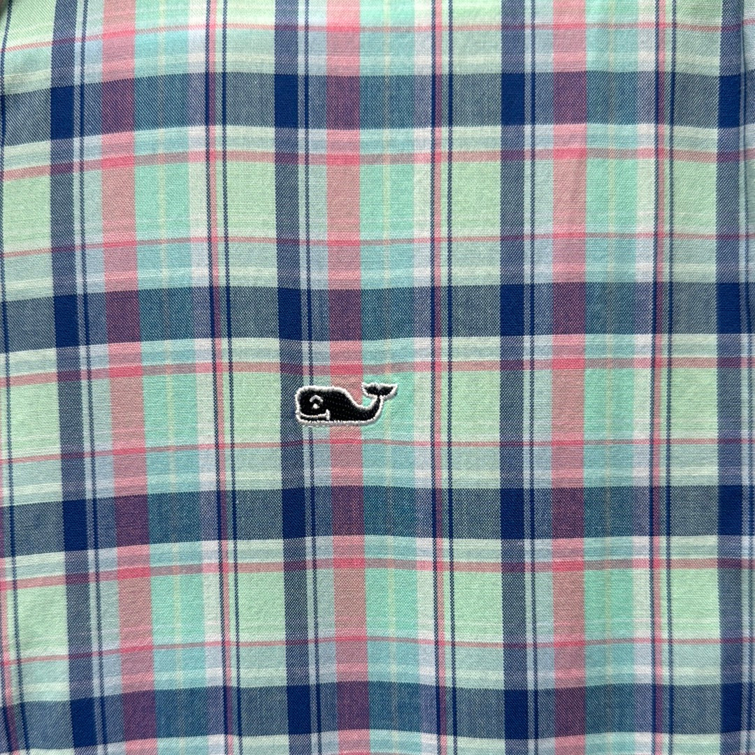 Vineyard Vines Button Down, Pastel Plaid Boys Size L in excellent condition — Recycled Lines, Fairfield CT | Premium Sustainable Consignment
