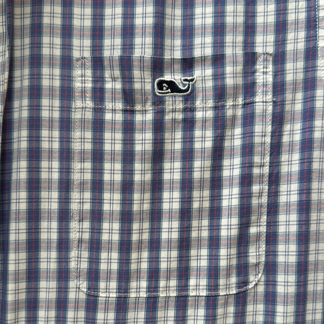 Vineyard Vines Button Down, Purple Plaid Boys Size M in excellent condition — Recycled Lines, Fairfield CT | Premium Sustainable Consignment