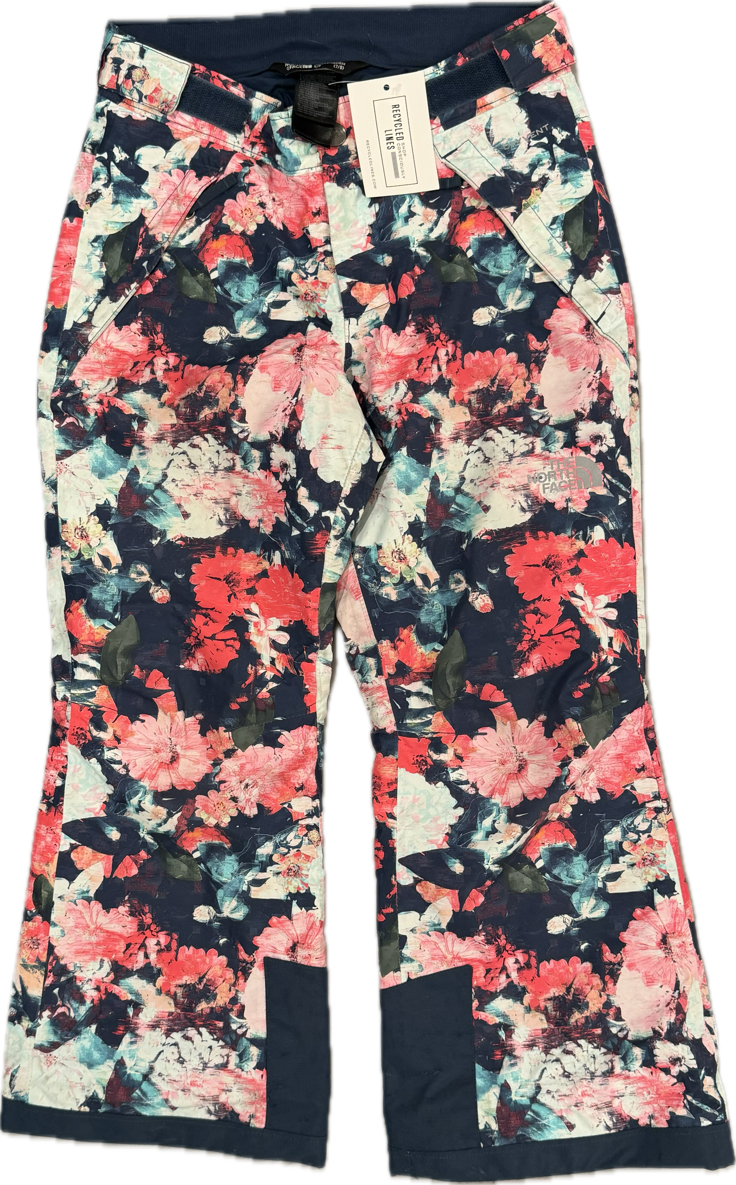 The North Face Floral Ski Pants, Blue Multi Girls Size (7/8)
