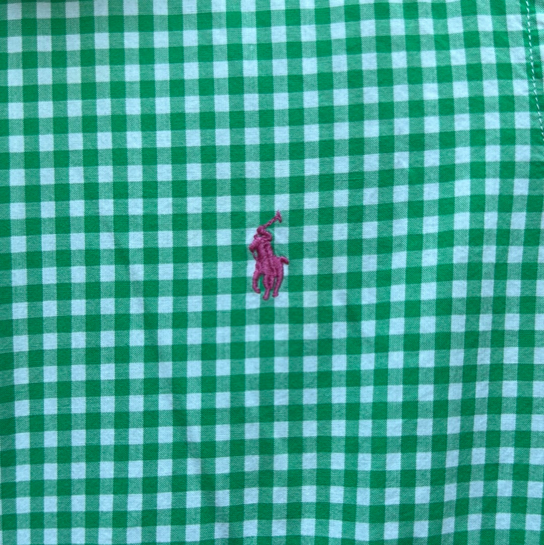 Ralph Lauren Button Down, Green Plaid Boys Size 7 in excellent condition — Recycled Lines, Fairfield CT | Premium Sustainable Consignment