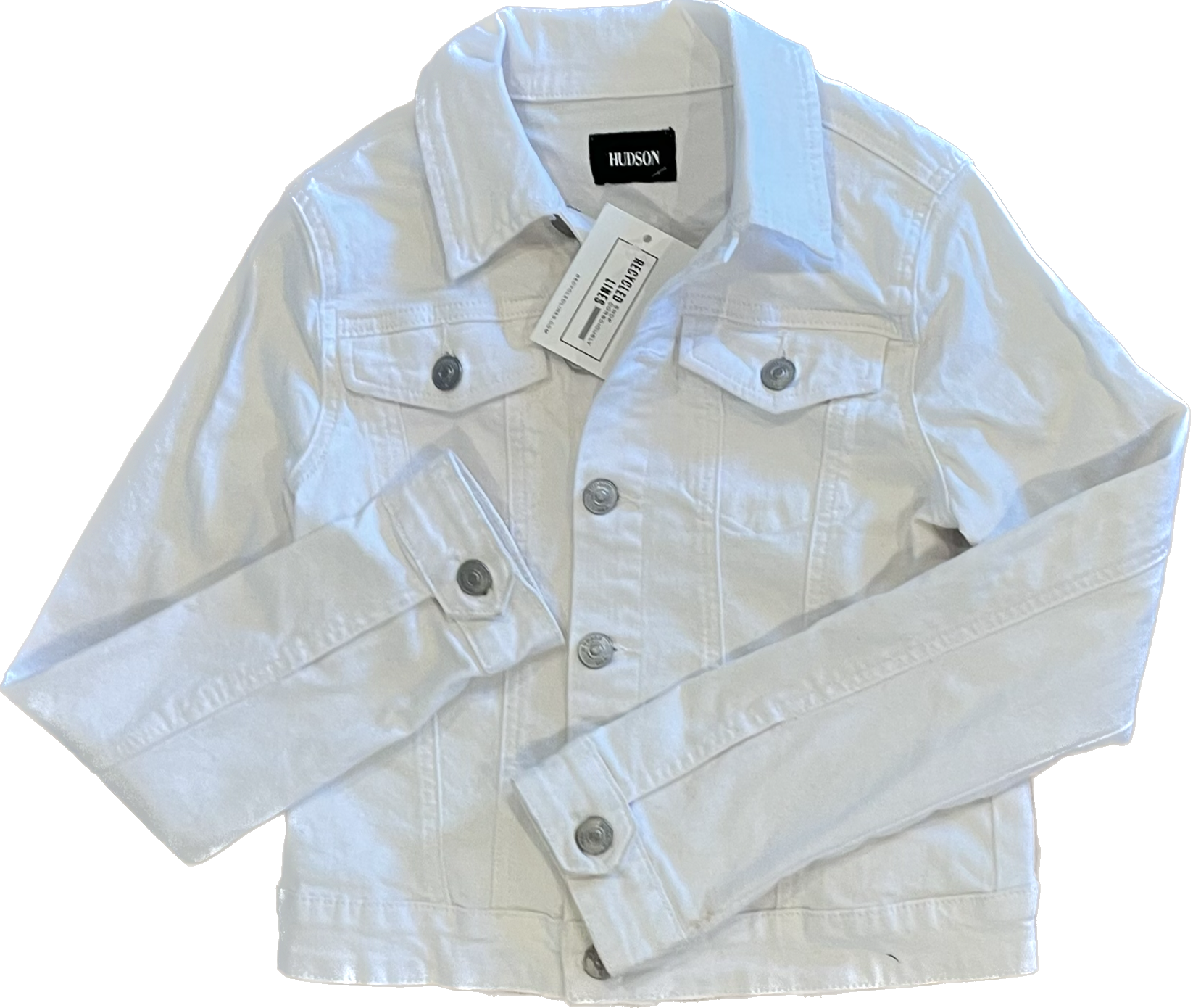 Hudson Denim Jacket, White Girls Size M in excellent condition — Recycled Lines, Fairfield CT | Premium Sustainable Consignment