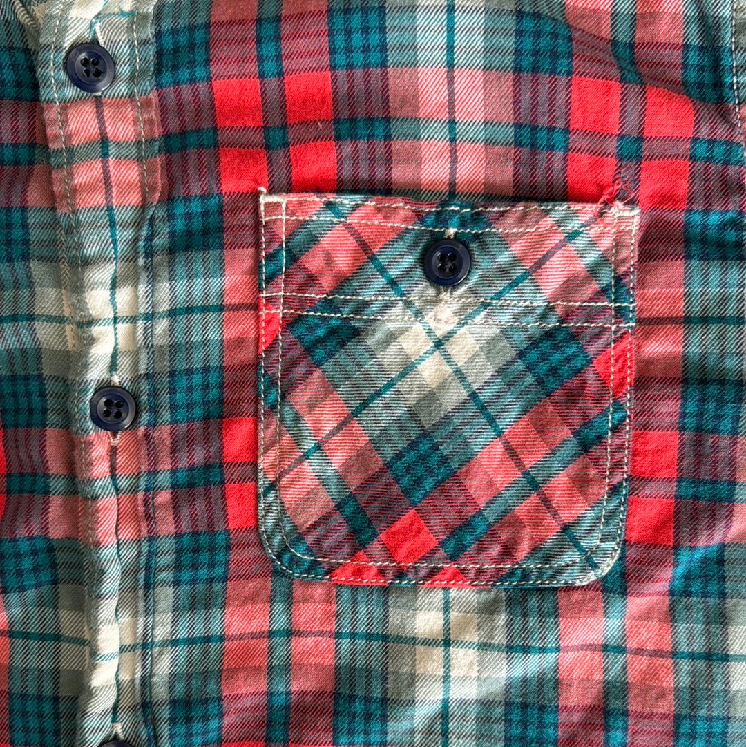Crewcuts Flannel Button Down, Red/Teal Boys Size 12