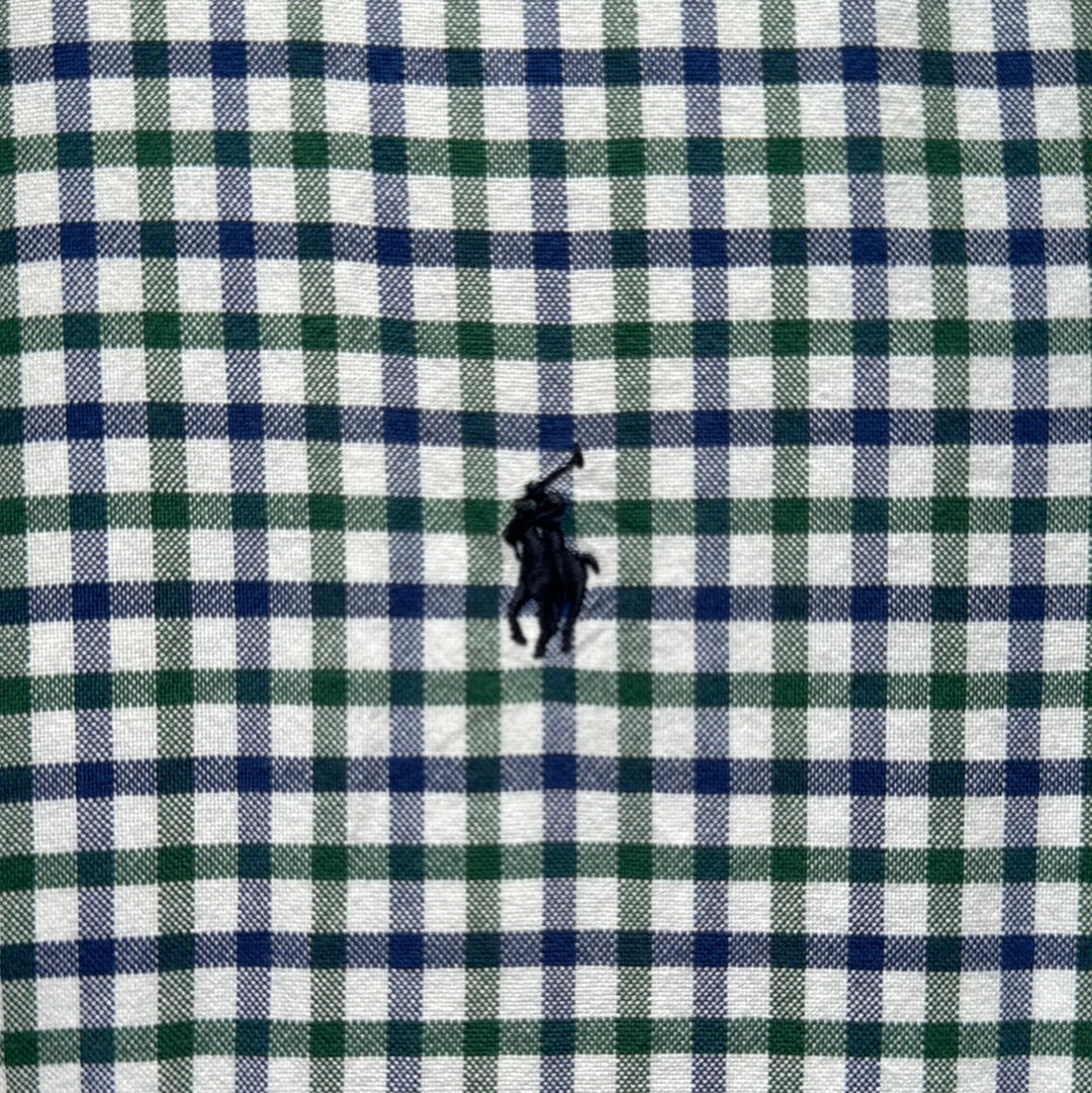 Ralph Lauren Button Down, Blue/Green Boys Size L (14/16) in excellent condition — Recycled Lines, Fairfield CT | Premium Sustainable Consignment