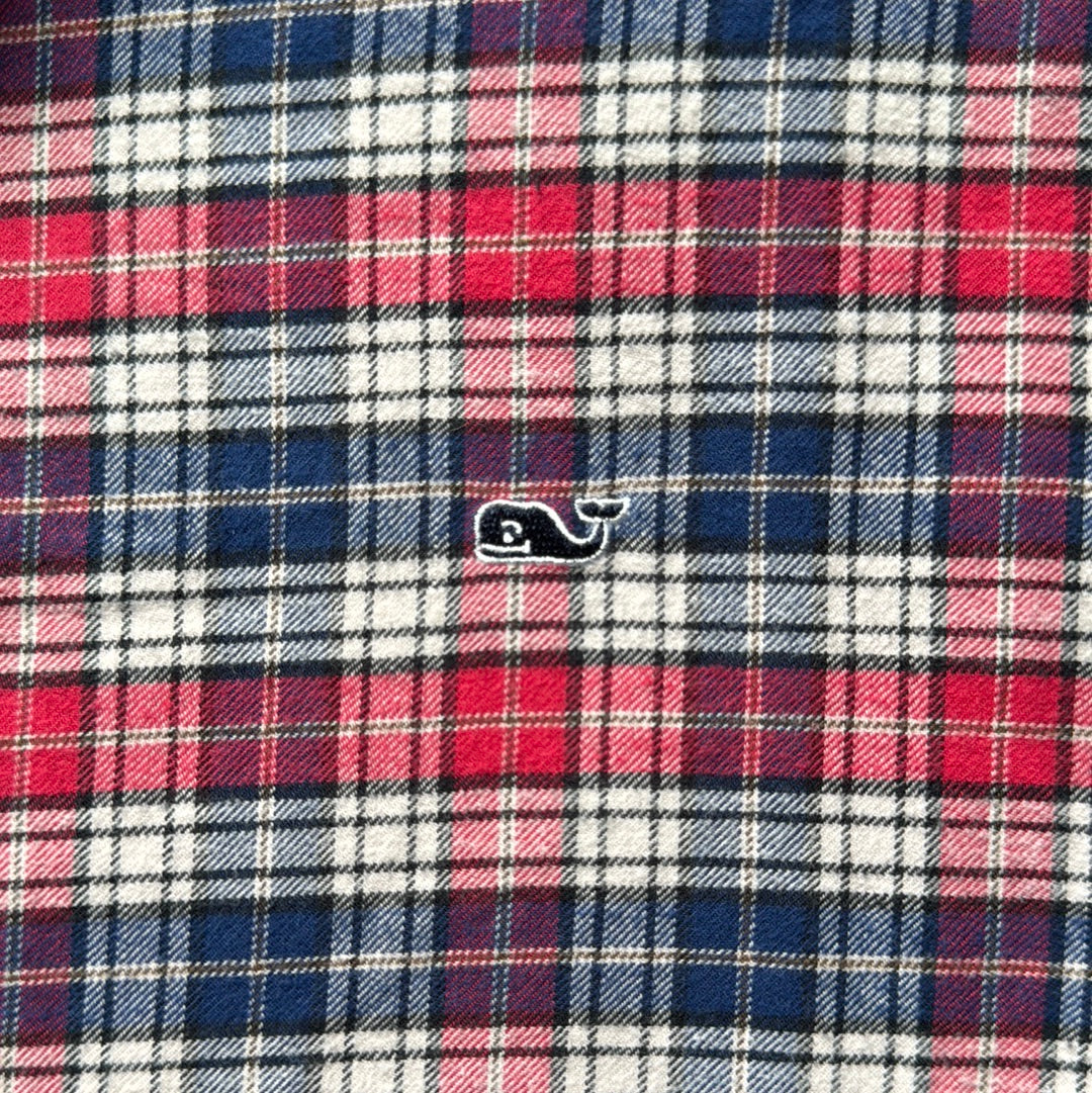 Vineyard Vines Flannel Button Down, Red/White/Blue Plaid Boys Size XL (18)