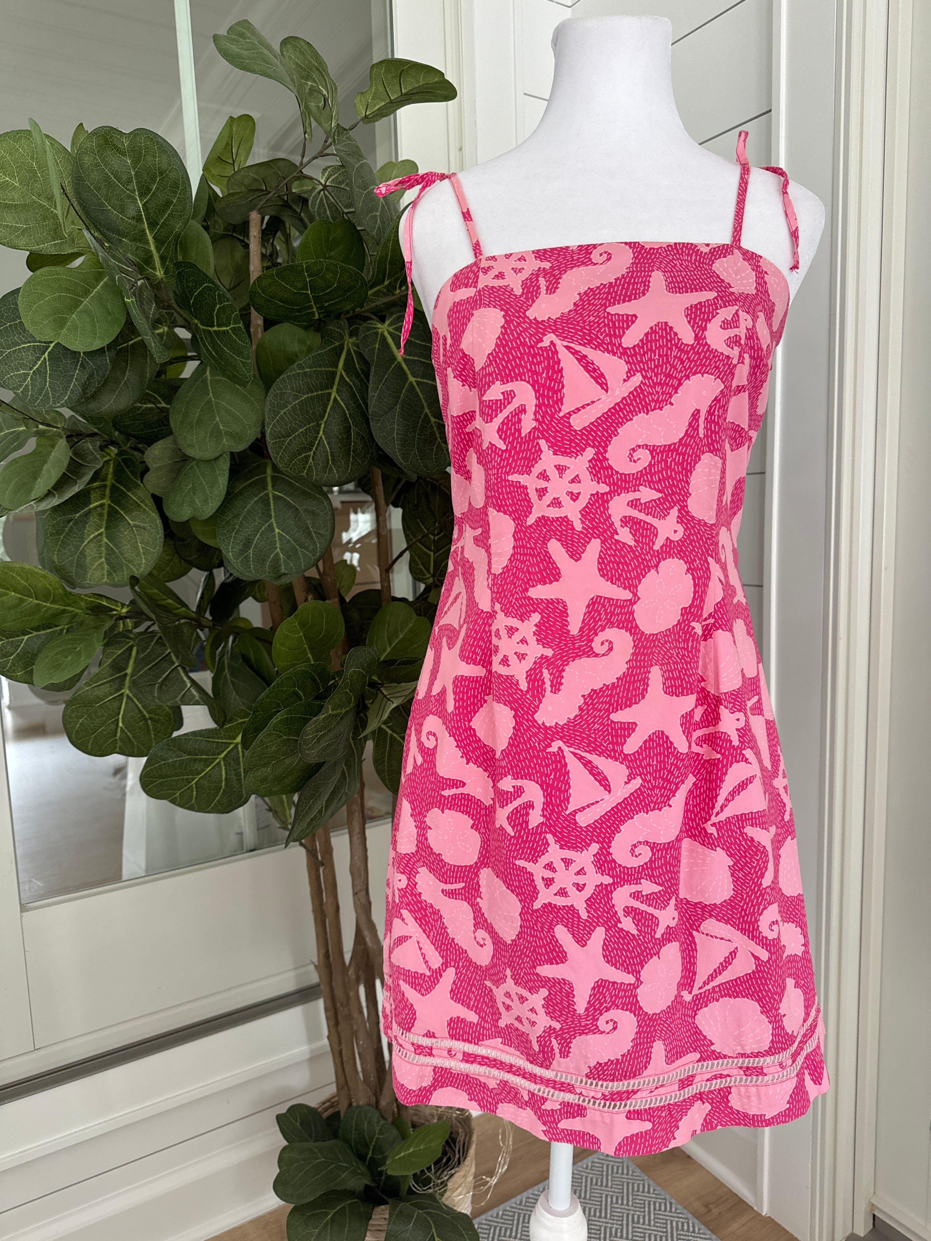 Lilly Pulitzer Vintage Seahorse Seashell Dress, Pink Womens Lilly Pulitzer Vintage Seahorse Seashell Dress, Pink Womens