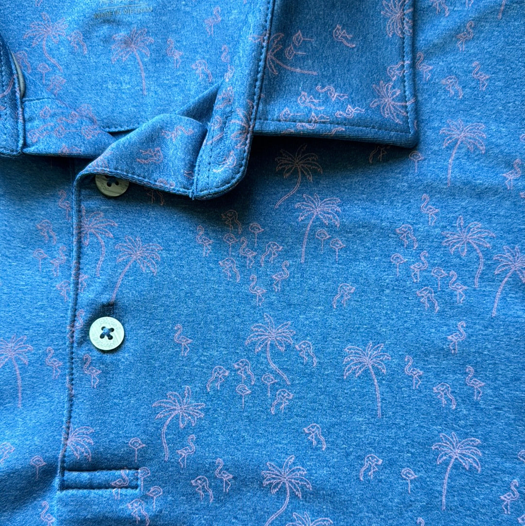 johnnie-O Polo, Blue with Pink Print Boys Size 12 in excellent condition — Recycled Lines, Fairfield CT | Premium Sustainable Consignment