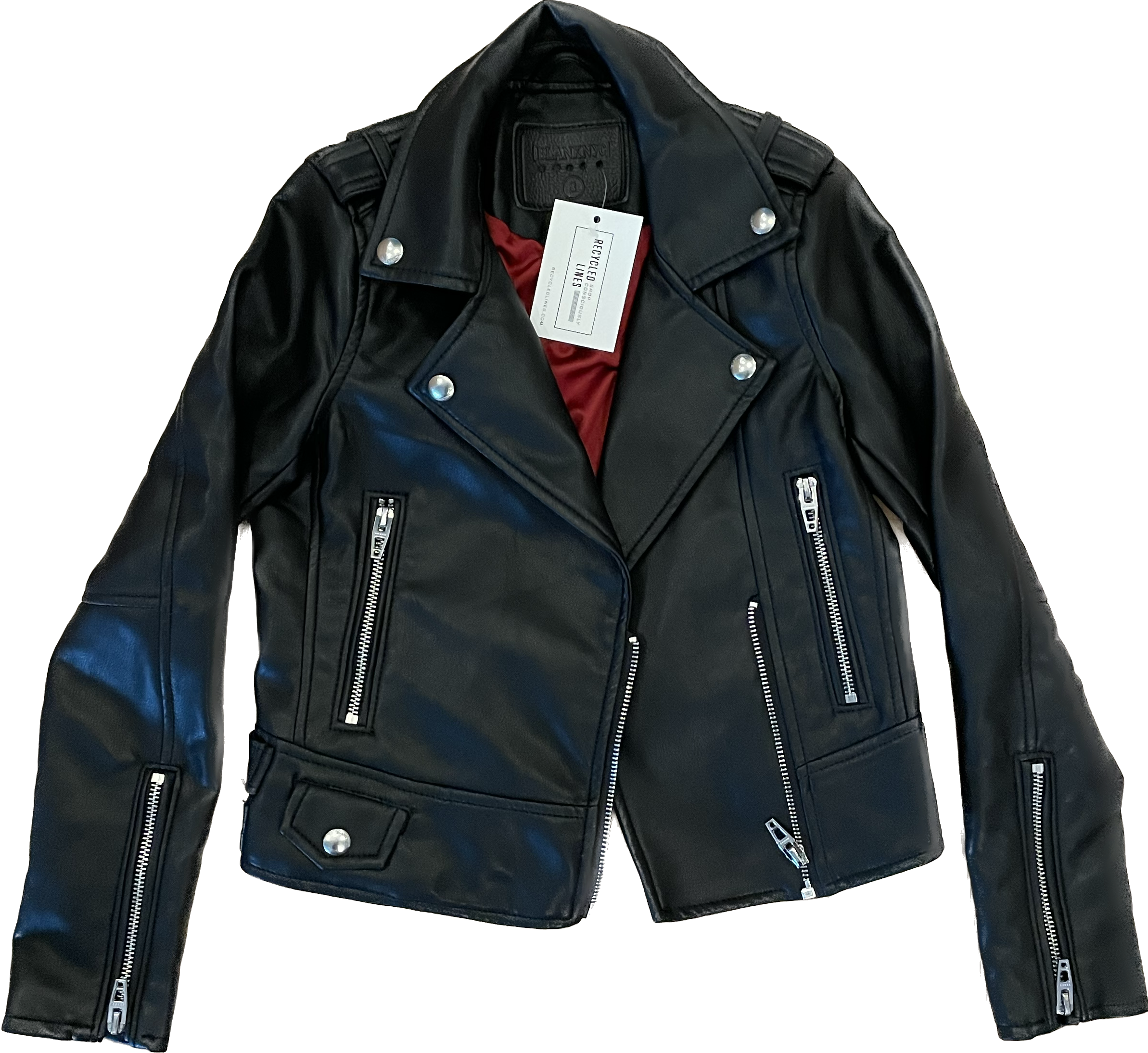 Blank NYC Moto Vegan Leather Jacket, Black Girls Size S