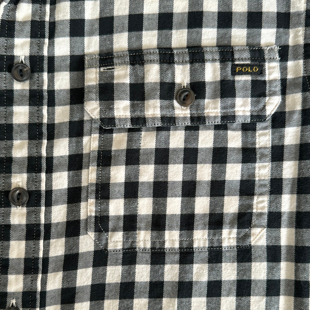 Polo Ralph Lauren Flannel Button Down, Black/White Boys Size M (10/12)