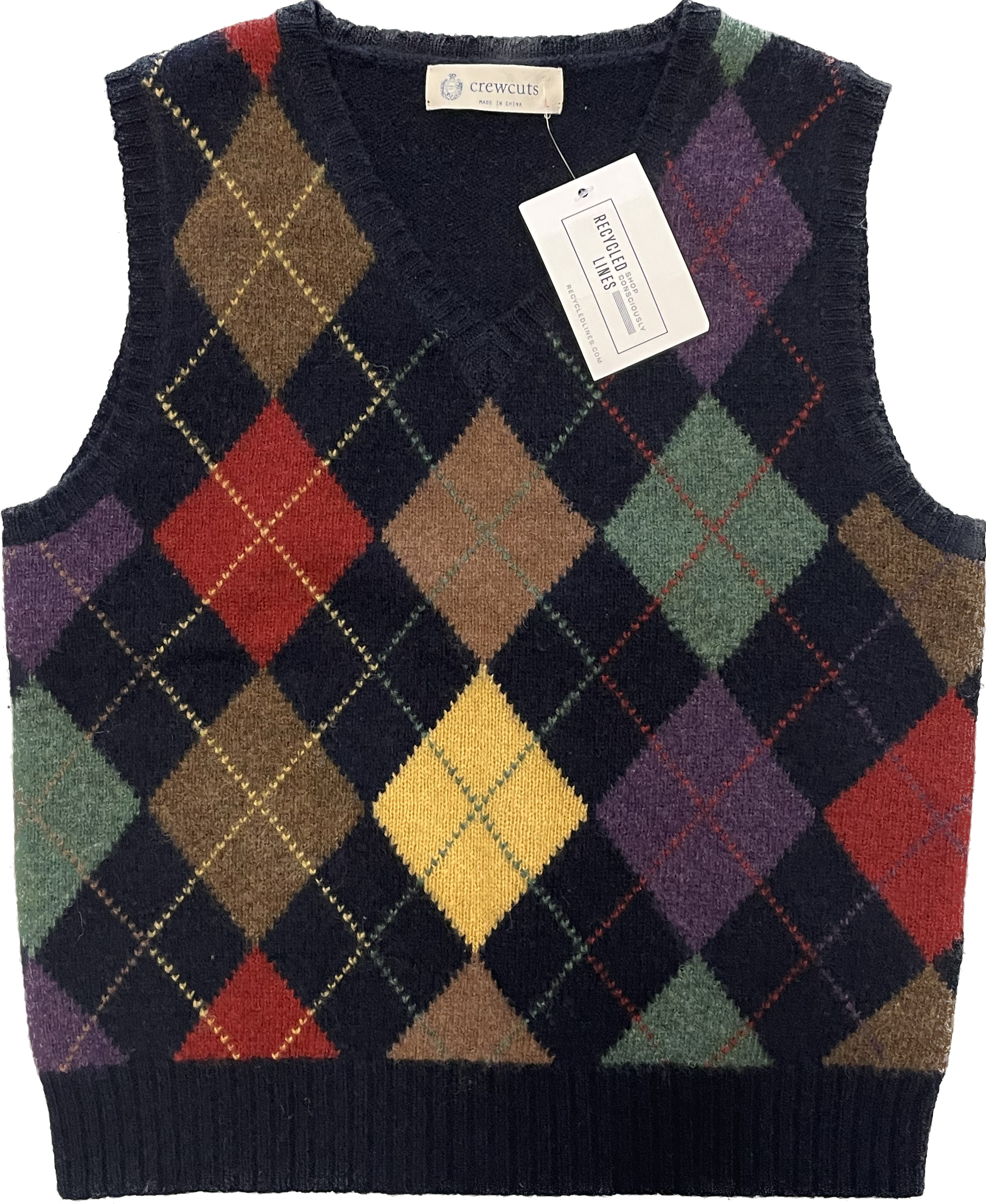 Crewcuts Argyle Sweater Vest, Navy Boys Size L