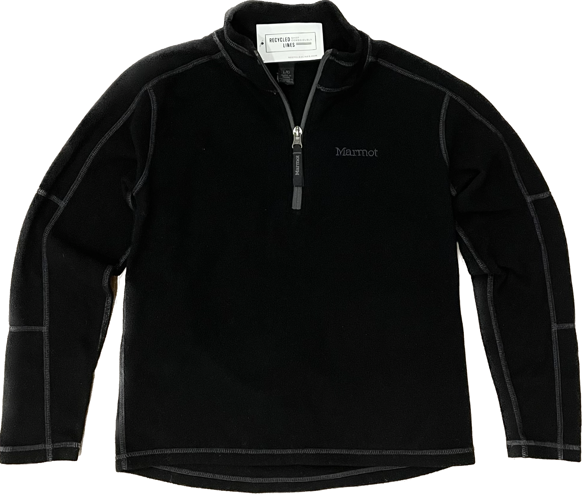 Marmot 1/4 Zip Pullover, Black Boys Size L in excellent condition — Recycled Lines, Fairfield CT | Premium Sustainable Consignment