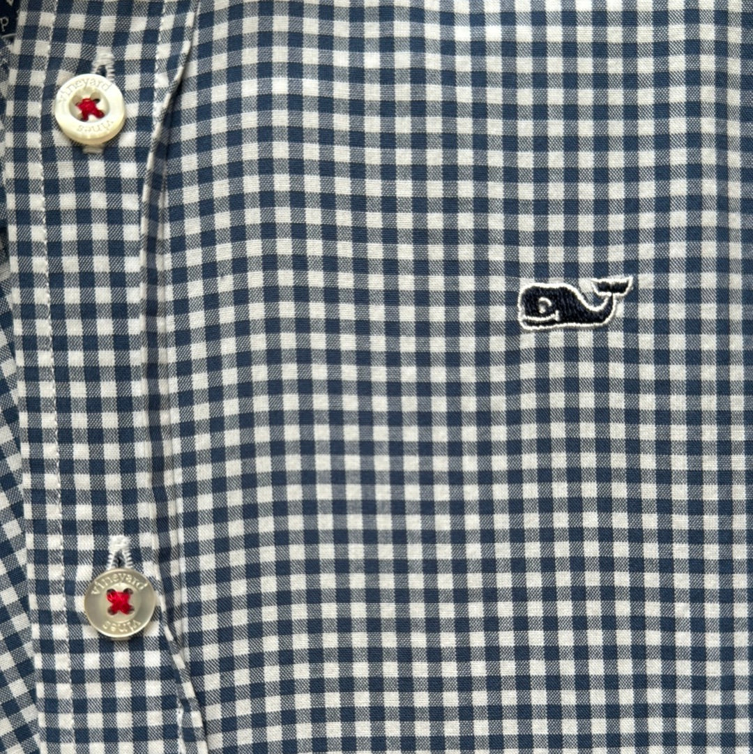 Vineyard Vines Button Down, Navy Boys Size M (12/14) in excellent condition — Recycled Lines, Fairfield CT | Premium Sustainable Consignment