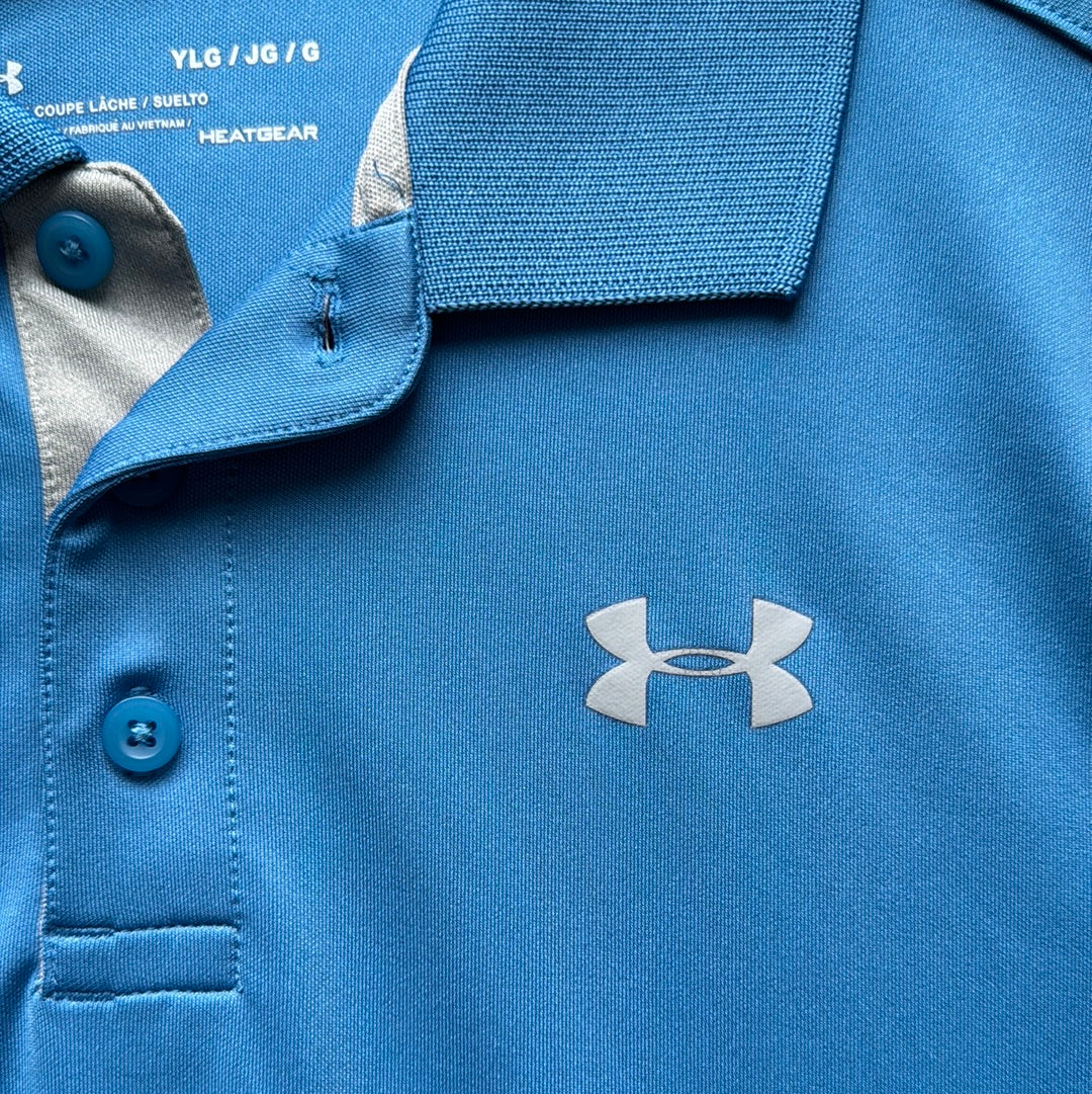 Under Armour Short Sleeve Polo, Blue Boys Size L in excellent condition — Recycled Lines, Fairfield CT | Premium Sustainable Consignment