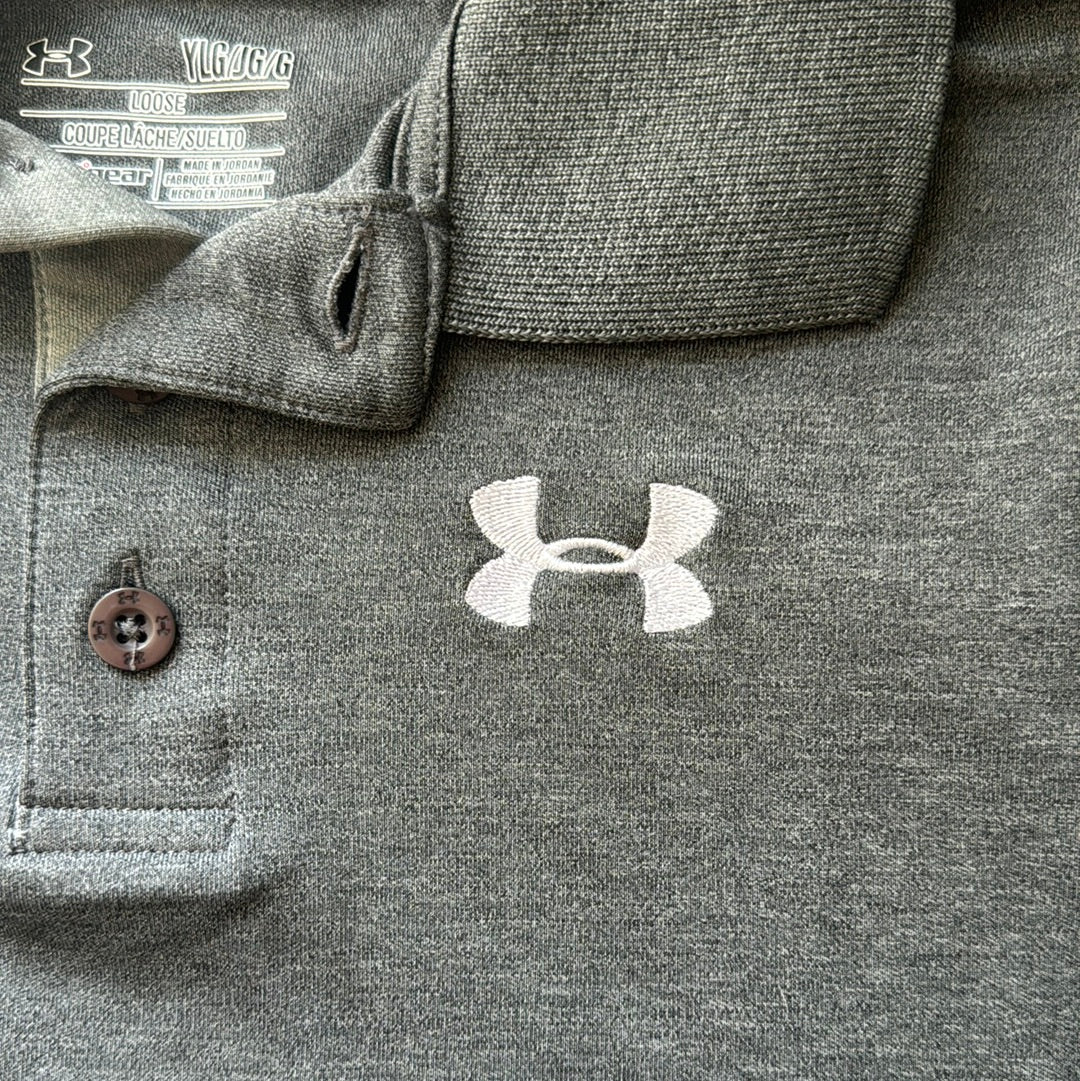 Under Armour Polo Shirt, Gray Boys Size L in excellent condition — Recycled Lines, Fairfield CT | Premium Sustainable Consignment