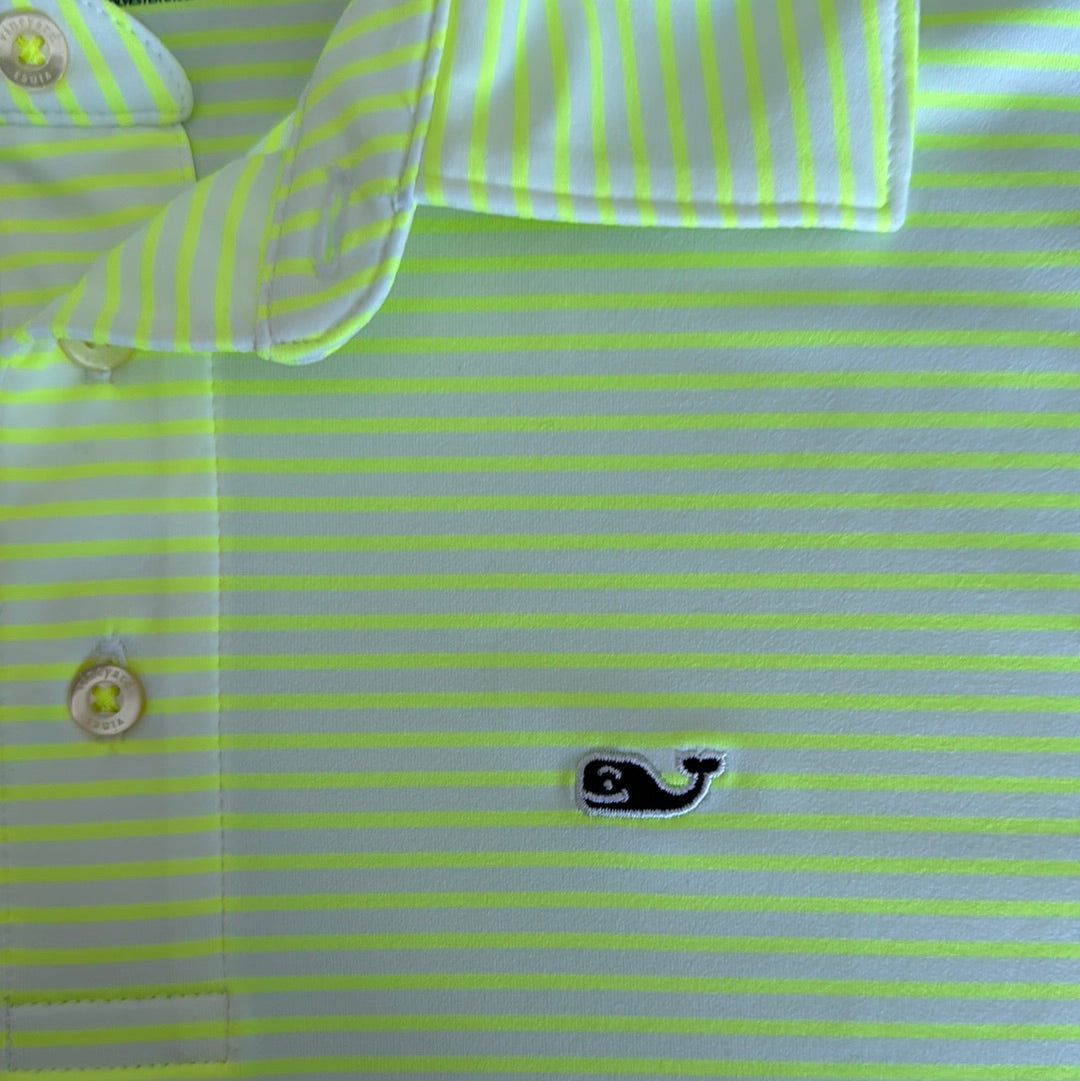 Vineyard Vines Sankaty Polo, Yellow Stripe Boys Size XL in excellent condition — Recycled Lines, Fairfield CT | Premium Sustainable Consignment