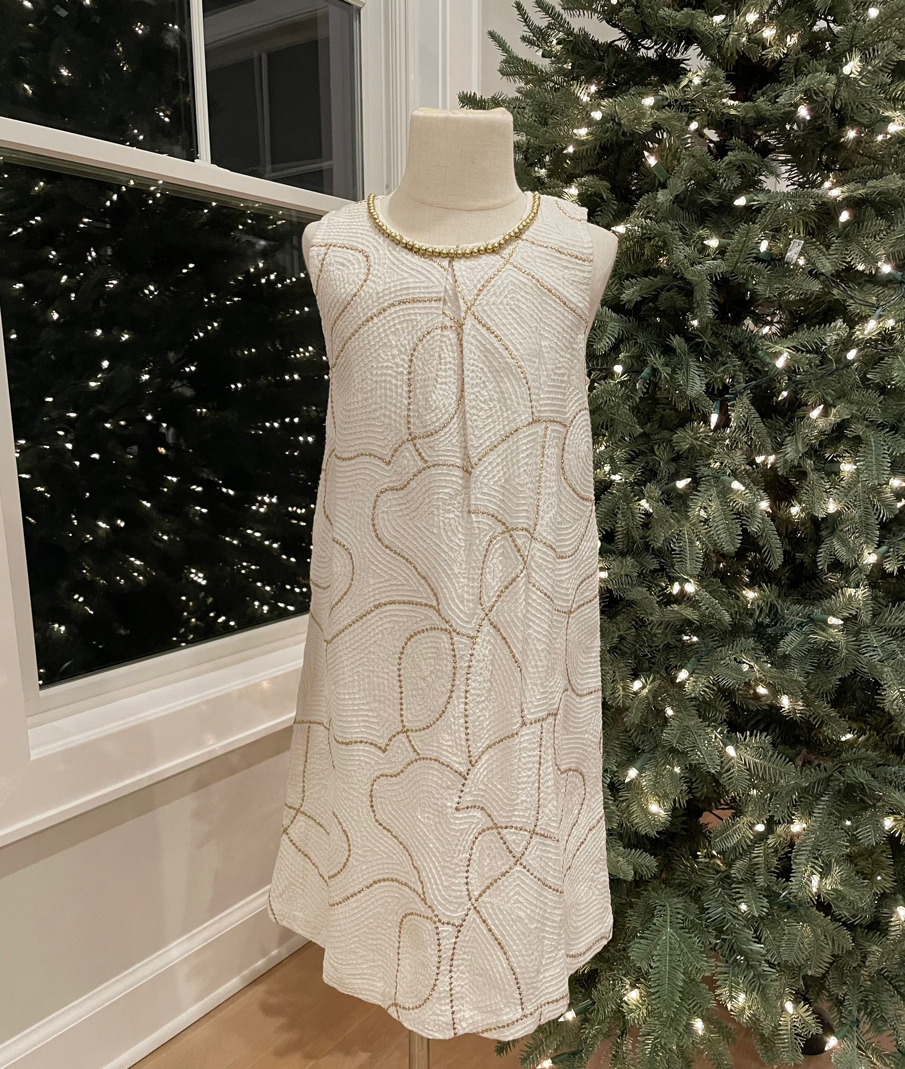 Girls Dress, Gold/Cream Girls Size 10