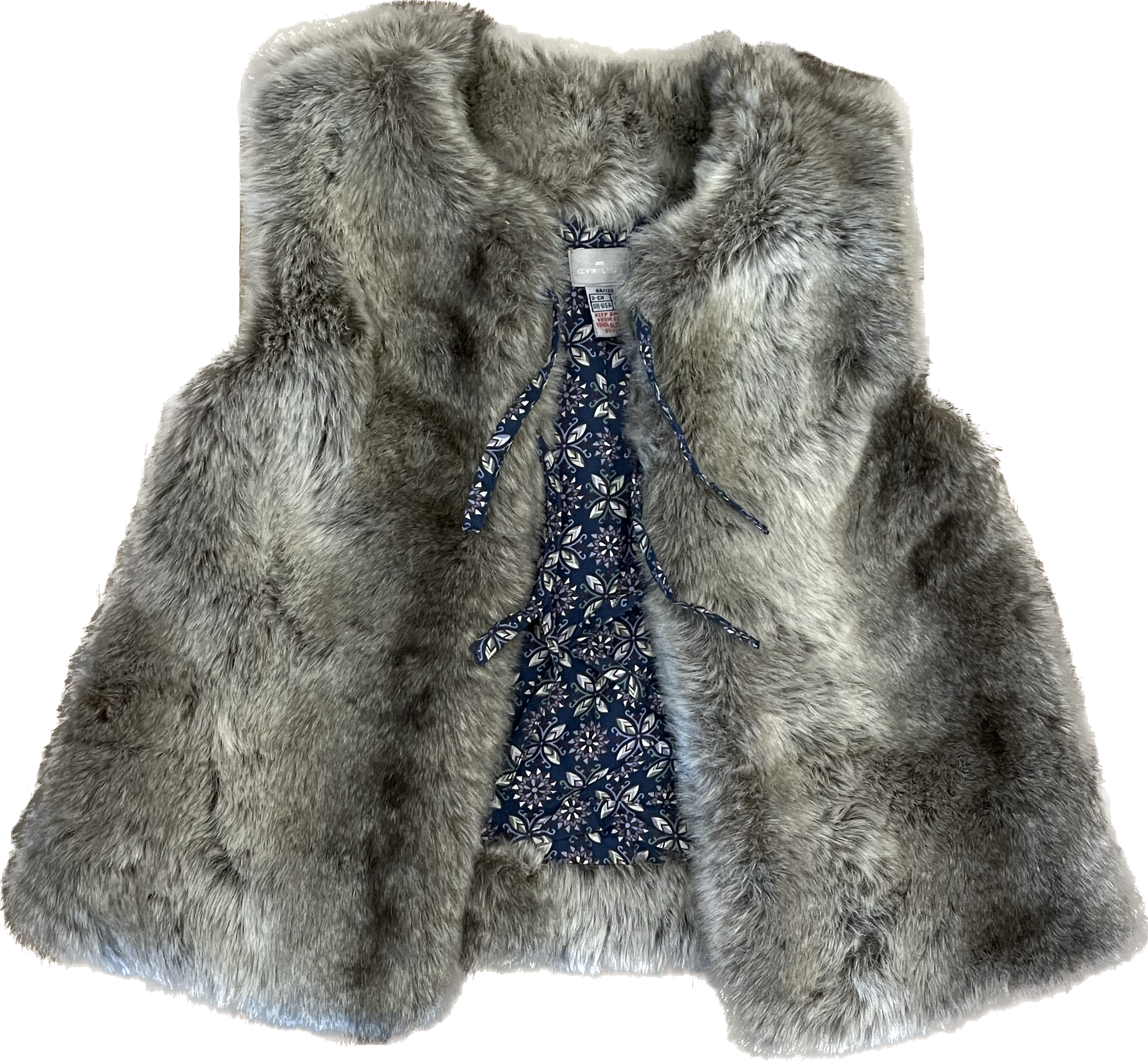 Cyrillus Faux Fur Vest, Gray Girls Size 8