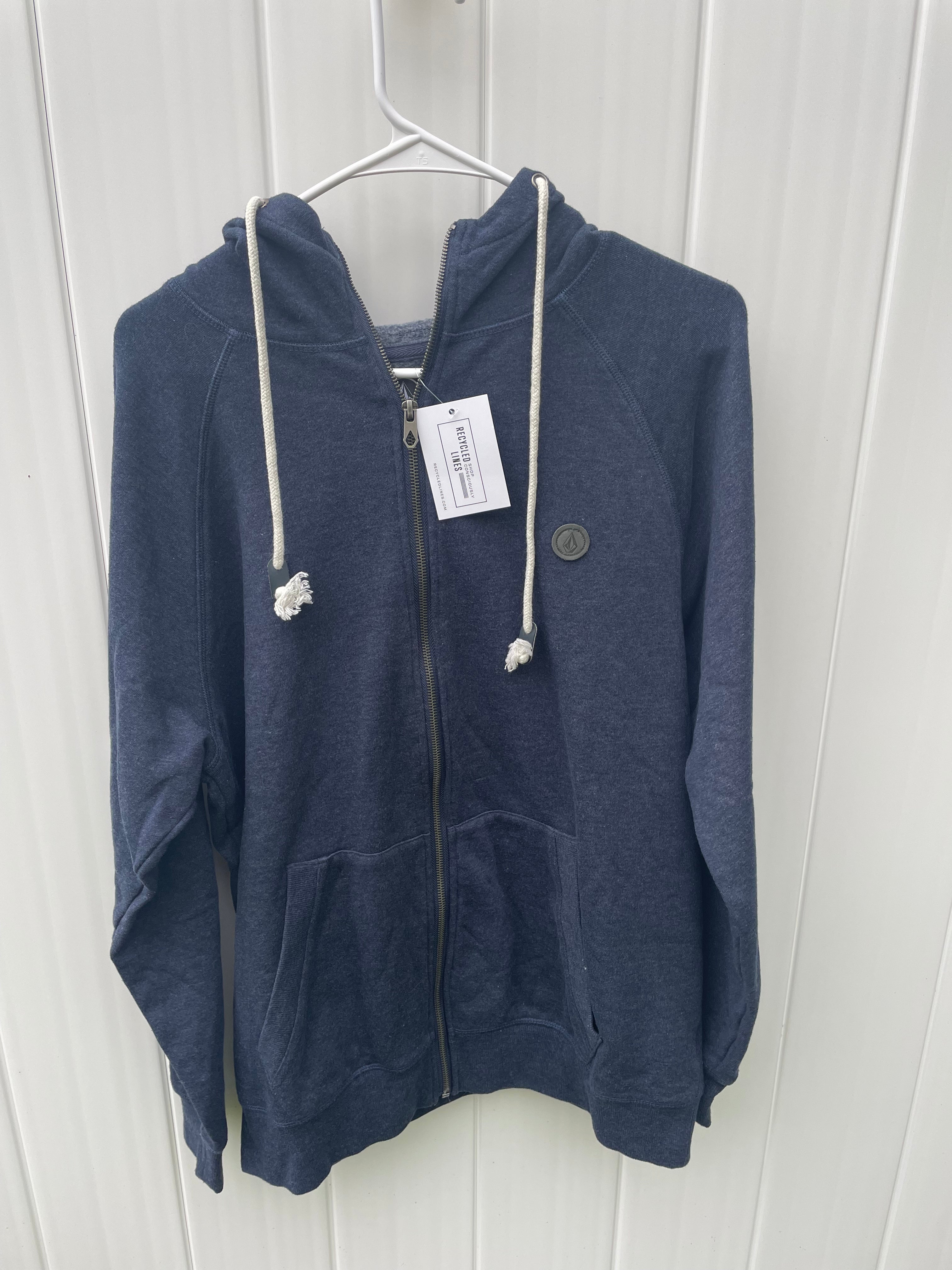 Volcom Zip-Up Hoodie, Navy Mens Size L in excellent condition — Recycled Lines, Fairfield CT | Premium Sustainable Consignment