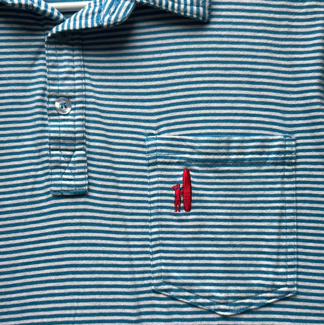 johnnie-O Polo, Blue/White Boys Size 14 in excellent condition — Recycled Lines, Fairfield CT | Premium Sustainable Consignment