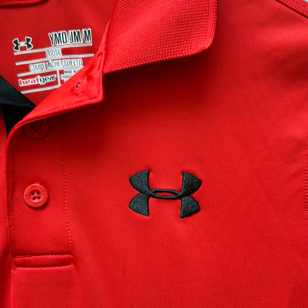 Under Armour Performance Polo, Red Boys Size M in excellent condition — Recycled Lines, Fairfield CT | Premium Sustainable Consignment