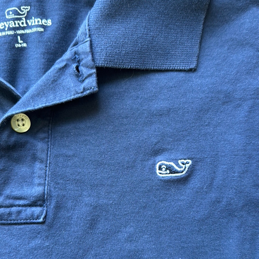 Vineyard Vines Long Sleeve Polo, Navy Boys Size L (16/18) in excellent condition — Recycled Lines, Fairfield CT | Premium Sustainable Consignment