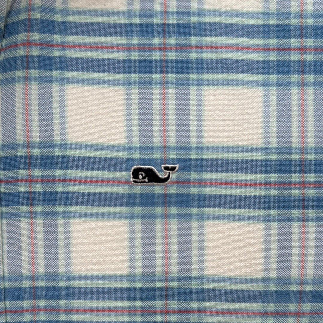 Vineyard Vines Button Down, Blue Plaid Boys Size M (12/14) in excellent condition — Recycled Lines, Fairfield CT | Premium Sustainable Consignment