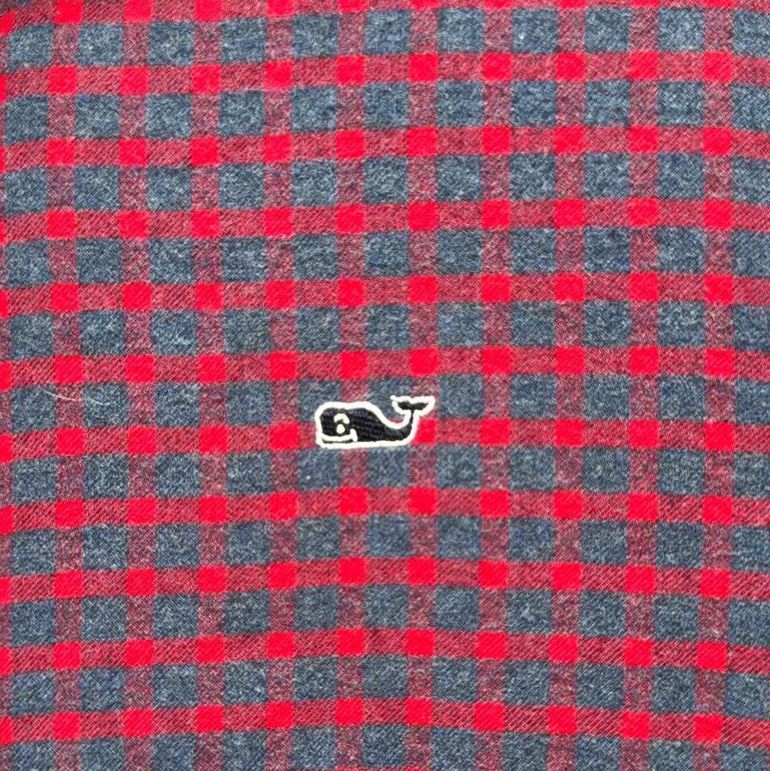 Vineyard Vines Flannel Button Down, Red/Blue Boys Size M (12/14)