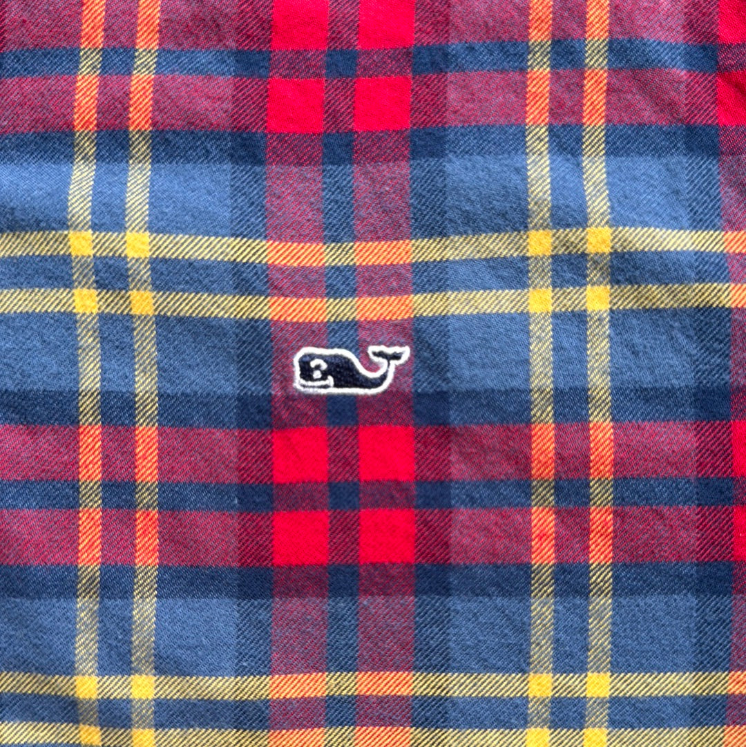 Vineyard Vines Flannel Shirt, Red/Blue/Yellow Boys Size M (12/14)