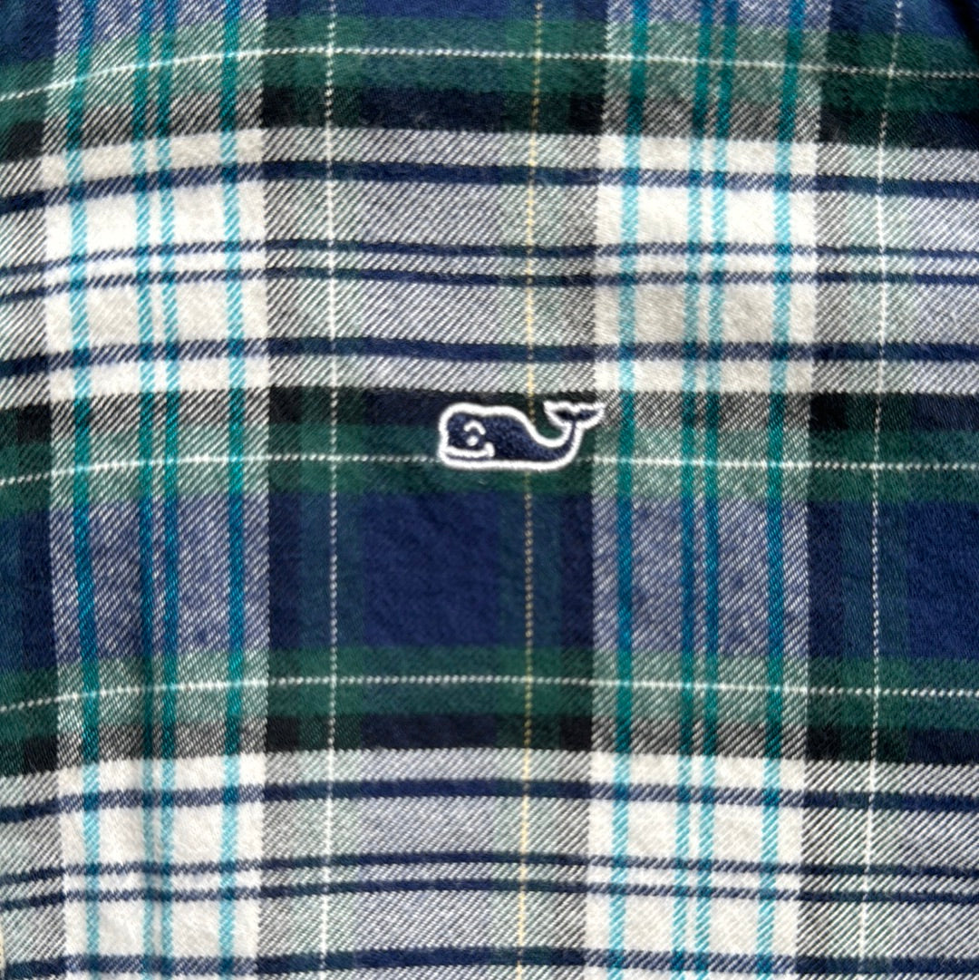 Vineyard Vines Flannel Shirt, Blue/Green Boys Size S (8/10)