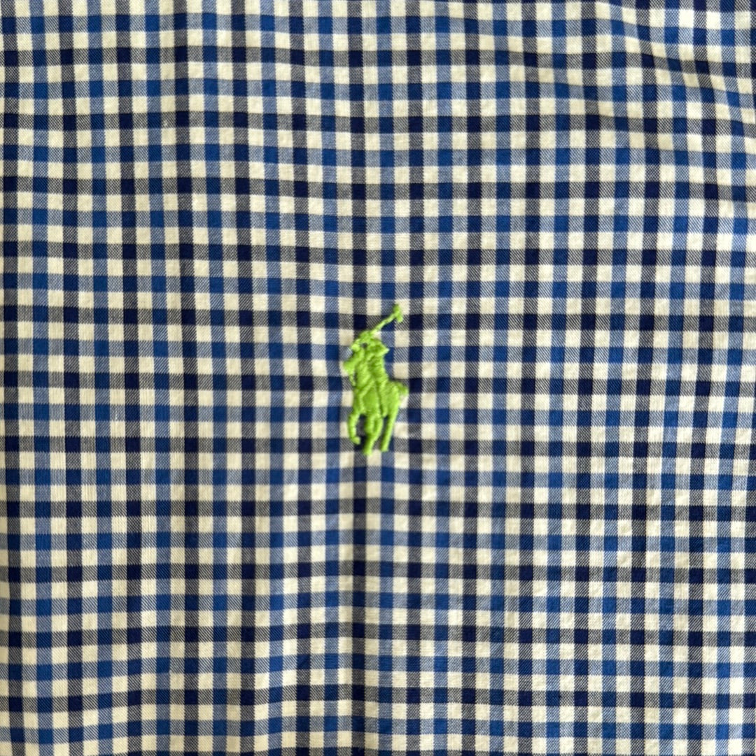 Ralph Lauren Button Down, Blue Plaid Boys Size M in excellent condition — Recycled Lines, Fairfield CT | Premium Sustainable Consignment