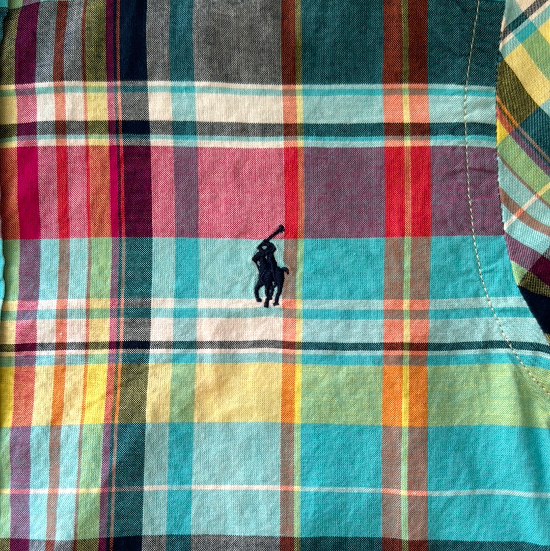 Ralph Lauren Long Sleeve Button Down, Multi Color Plaid Boys Size M (10/12) in excellent condition — Recycled Lines, Fairfield CT | Premium Sustainable Consignment