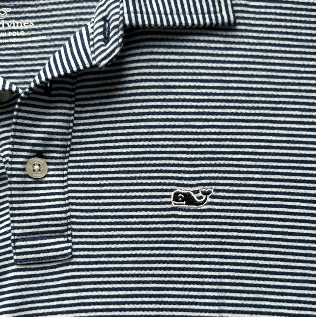 Vineyard Vines Long Sleeve Polo, Navy Stripe Boys Size L in excellent condition — Recycled Lines, Fairfield CT | Premium Sustainable Consignment