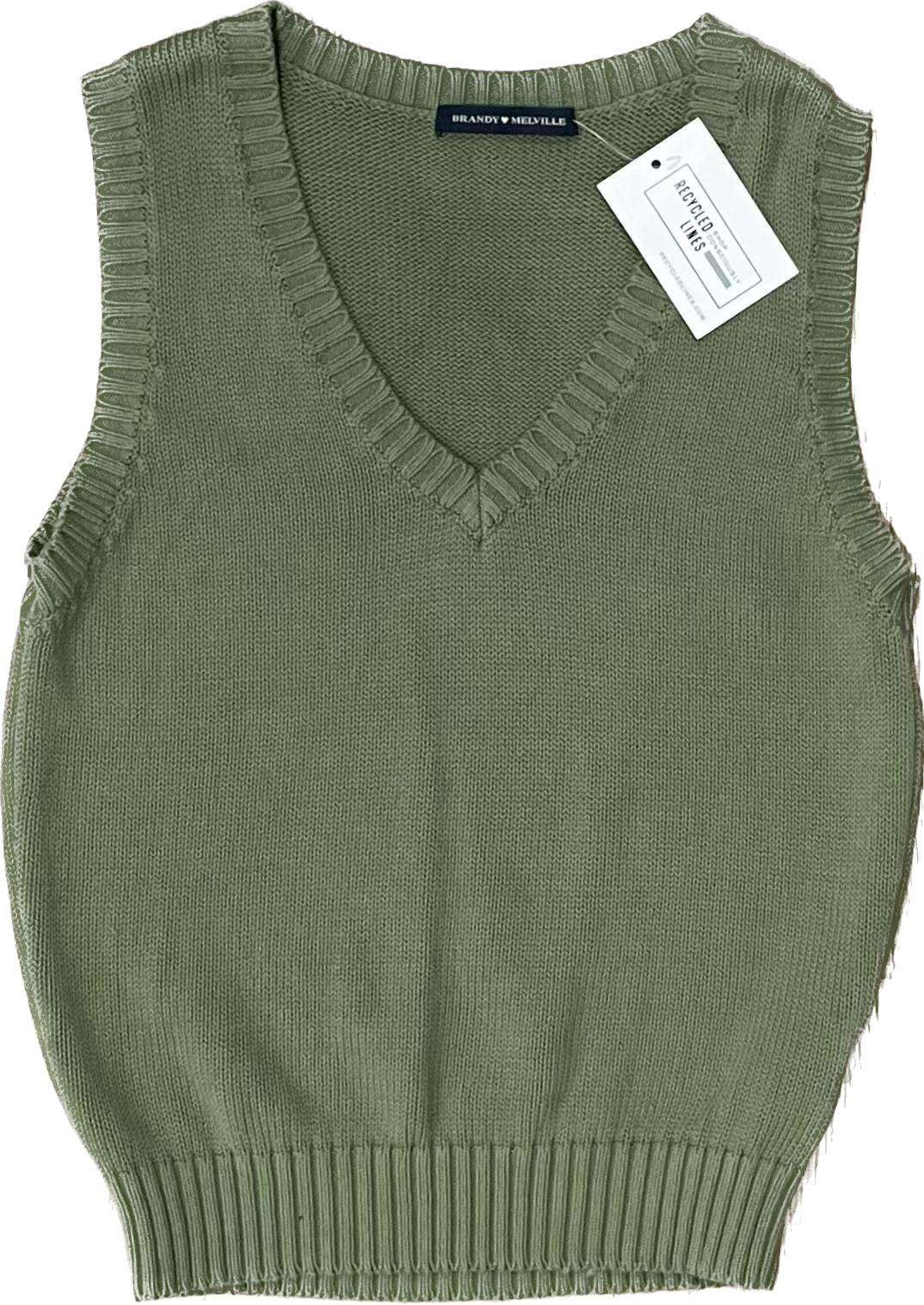 Brandy Melville Sweater Vest, Olive Womens O/S