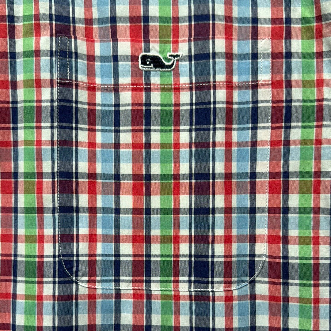 Vineyard Vines Button Down, Red/Blue/Green Plaid Mens Size XL