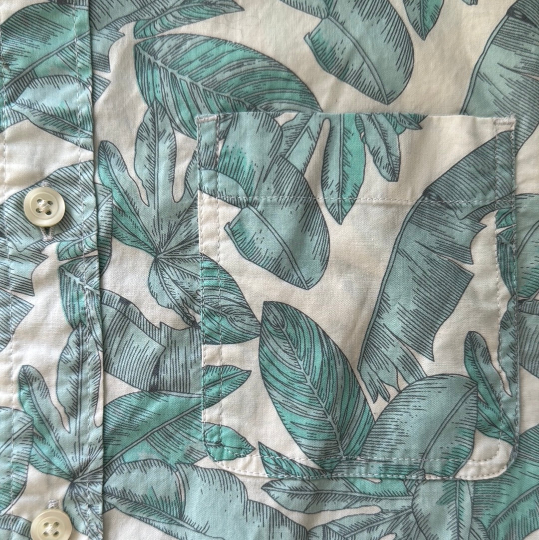 Crewcuts Short Sleeve Button Down, Mint Floral Boys Size M in excellent condition — Recycled Lines, Fairfield CT | Premium Sustainable Consignment