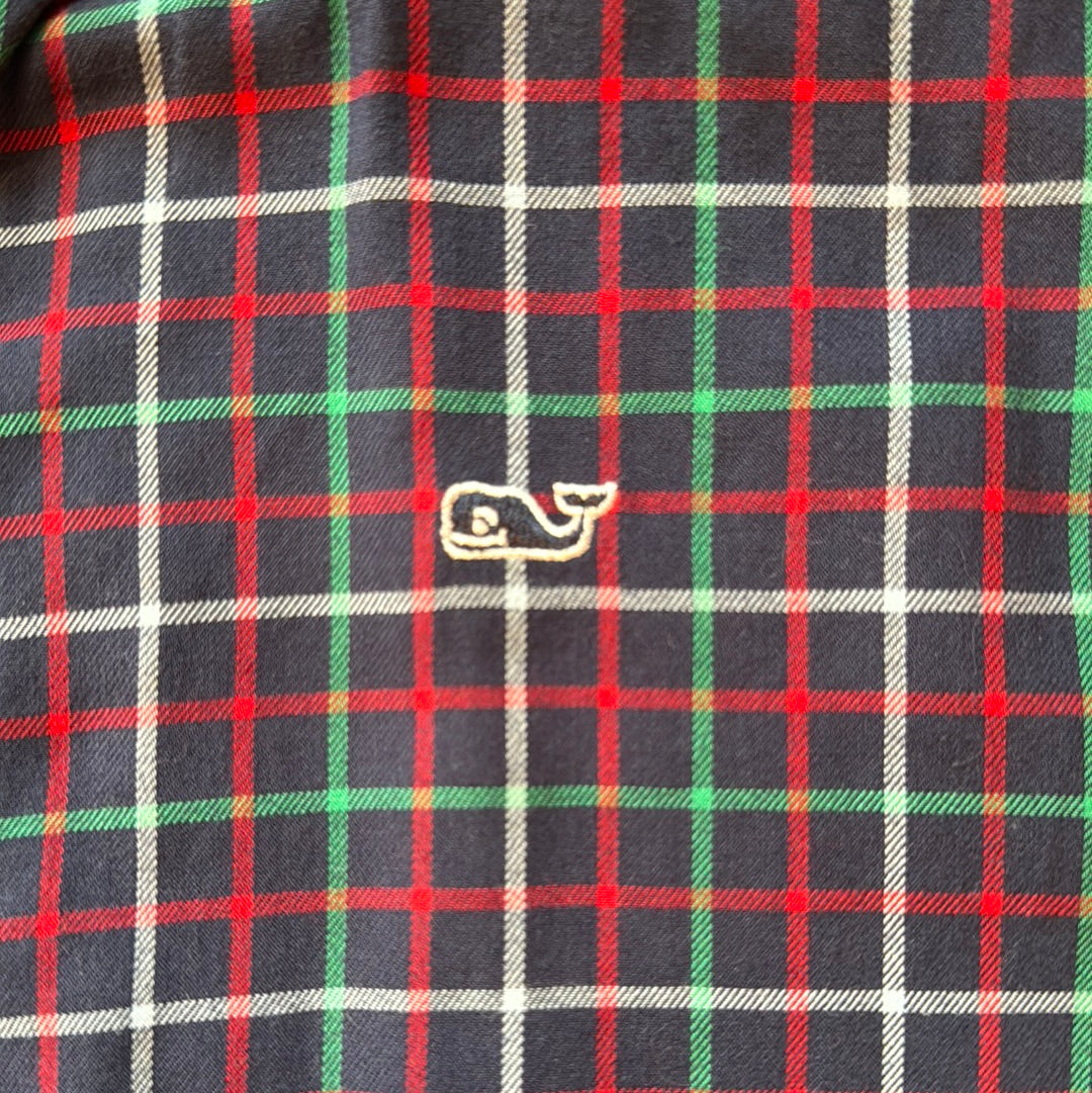 Vineyard Vines Button Down, Navy/Red/Green Boys Size XL (20)