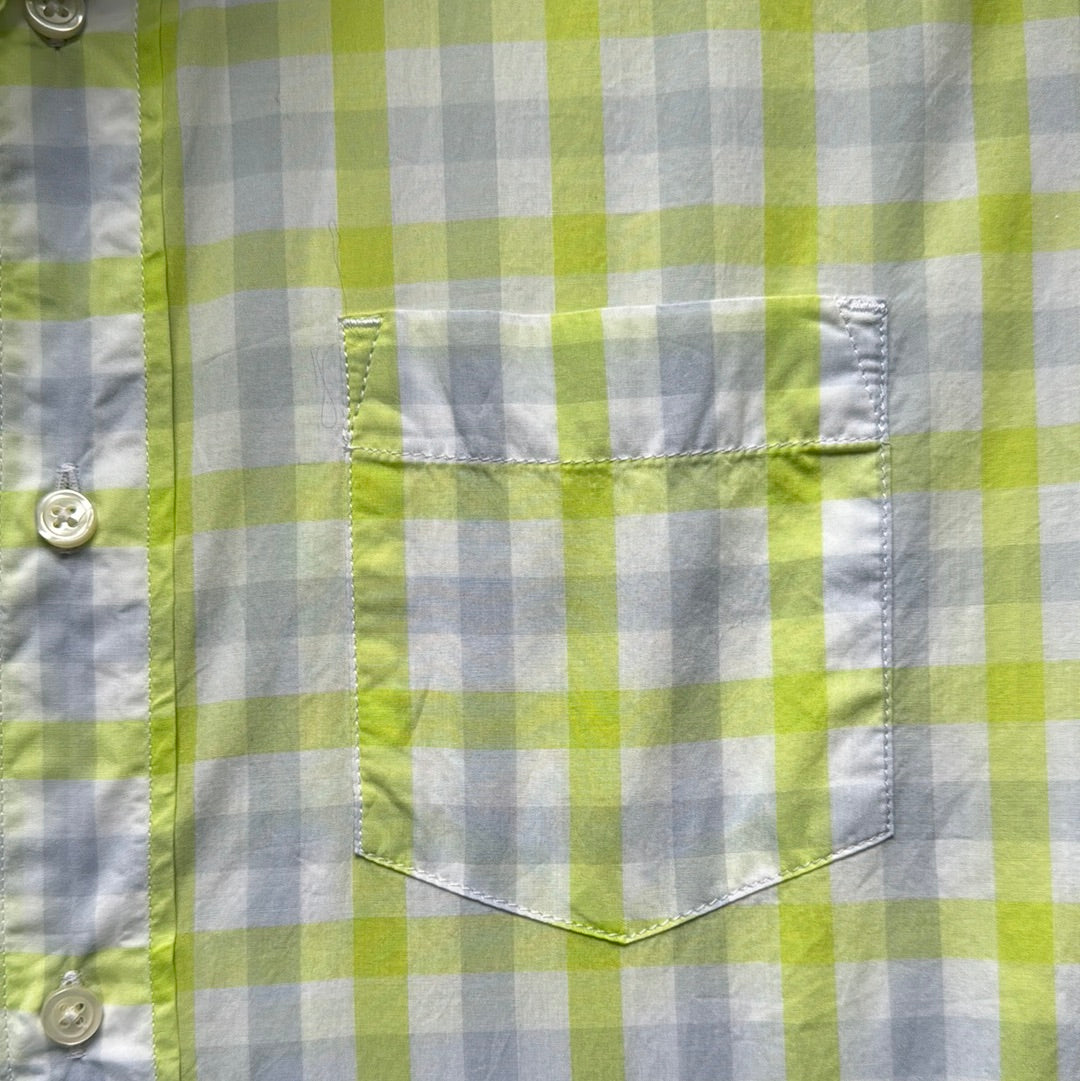 Crewcuts Button Down, Lime/Gray Boys Size 14 in excellent condition — Recycled Lines, Fairfield CT | Premium Sustainable Consignment
