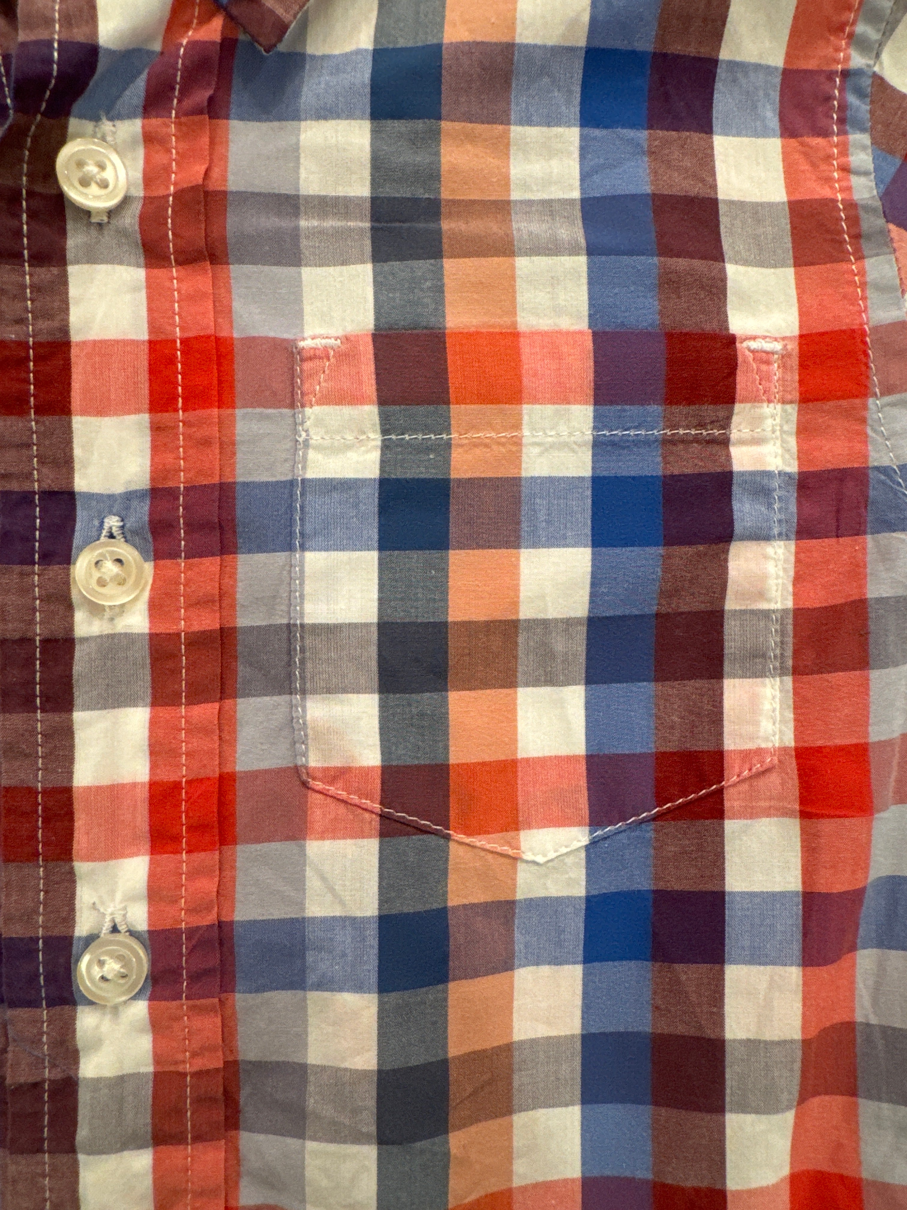 Crewcuts Long Sleeve Button Down, Red/White/Blue Boys Size 2 in excellent condition — Recycled Lines, Fairfield CT | Premium Sustainable Consignment