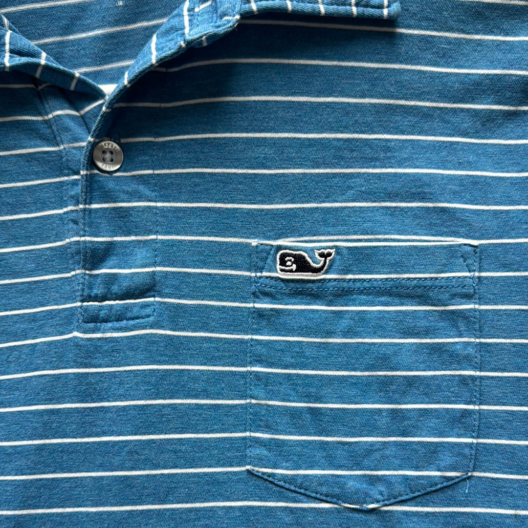 Vineyard Vines Polo, Blue Striped Boys Size XL in excellent condition — Recycled Lines, Fairfield CT | Premium Sustainable Consignment