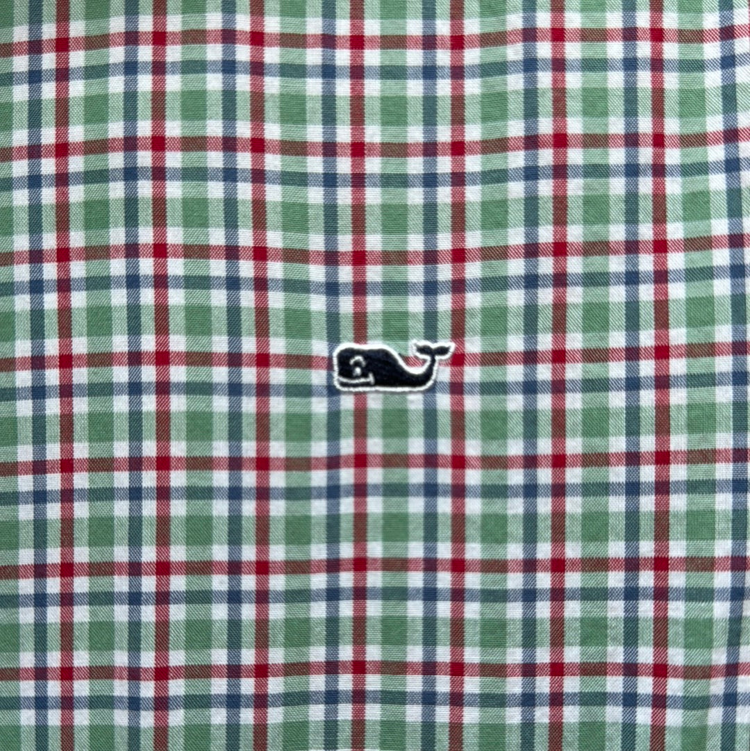 Vineyard Vines Button Down, Red/Green/Blue Boys Size S (8/10)