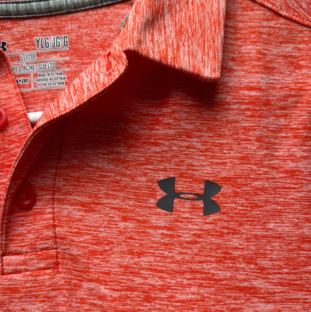 Under Armour Polo, Orange Boys Size L in excellent condition — Recycled Lines, Fairfield CT | Premium Sustainable Consignment