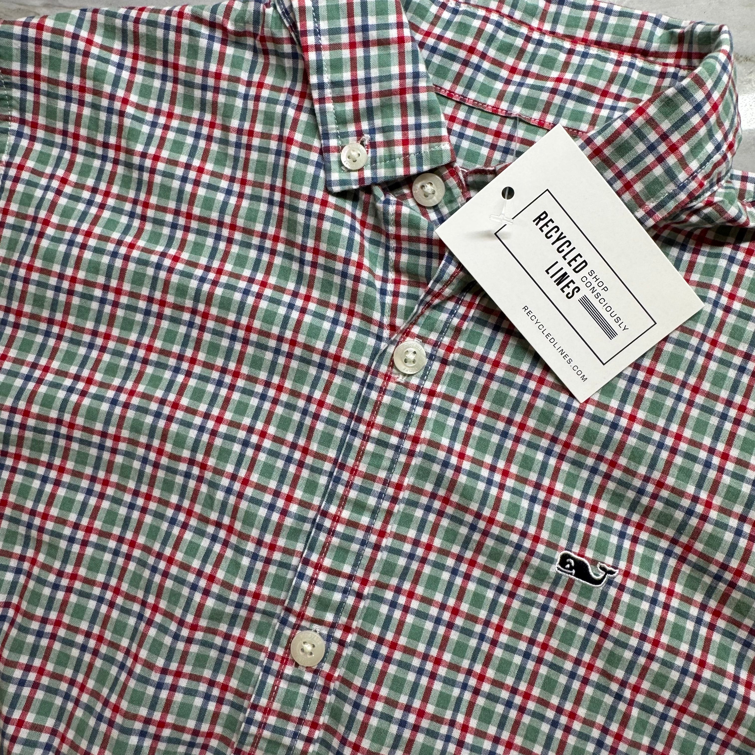 Vineyard Vines Button Down, Red/Green/Blue Boys Size S (8/10) in excellent condition — Recycled Lines, Fairfield CT | Premium Sustainable Consignment