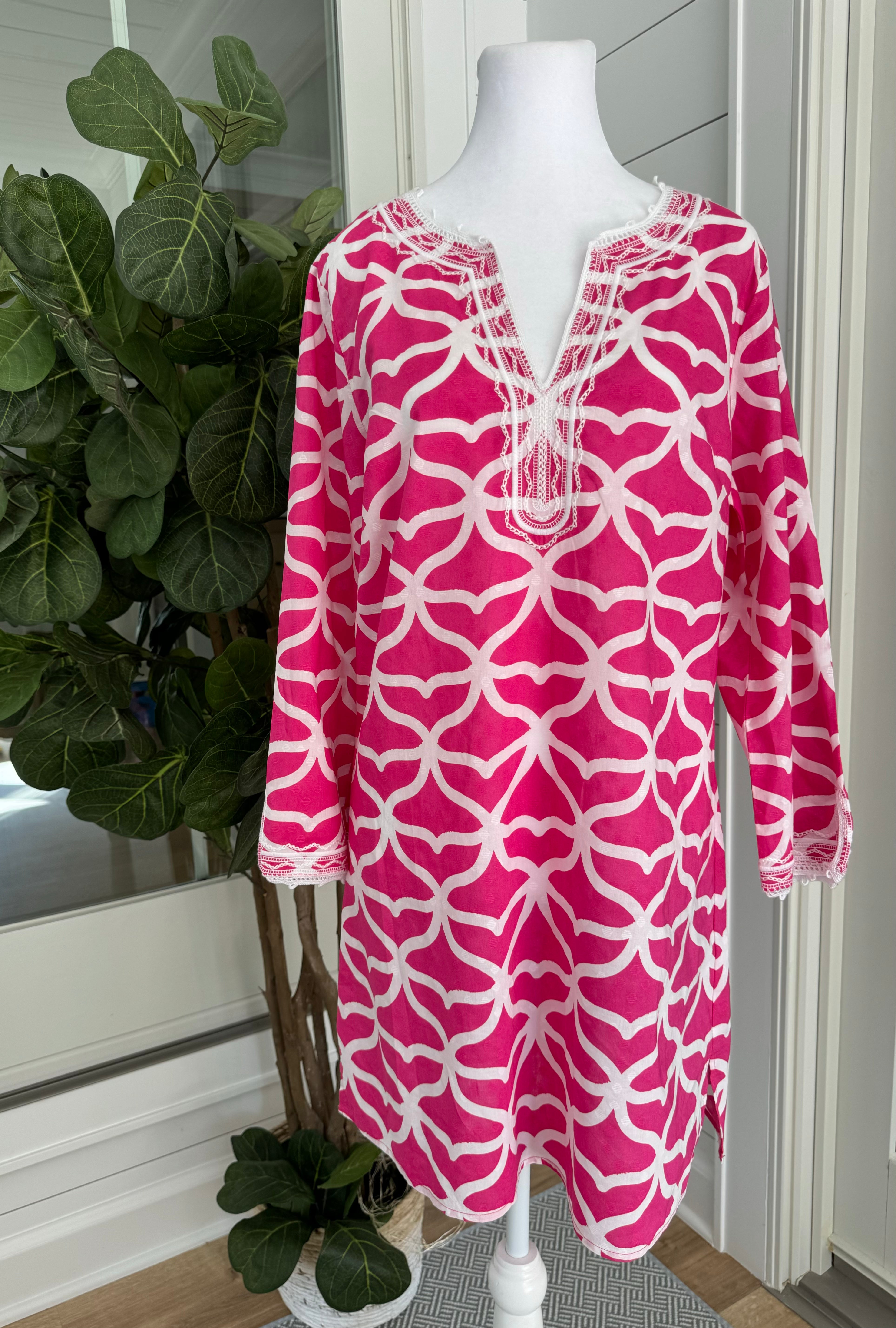 Vineyard Vines NWT Whale Tail Dress, Pink/White Womens Size M