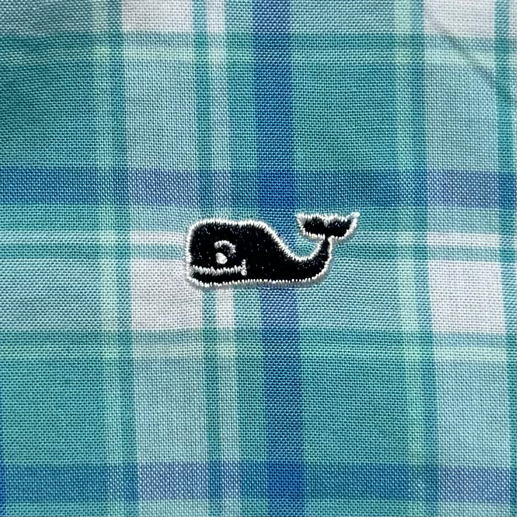 Vineyard Vines Button Down, Teal/Blue Plaid Boys Size 2T in excellent condition — Recycled Lines, Fairfield CT | Premium Sustainable Consignment