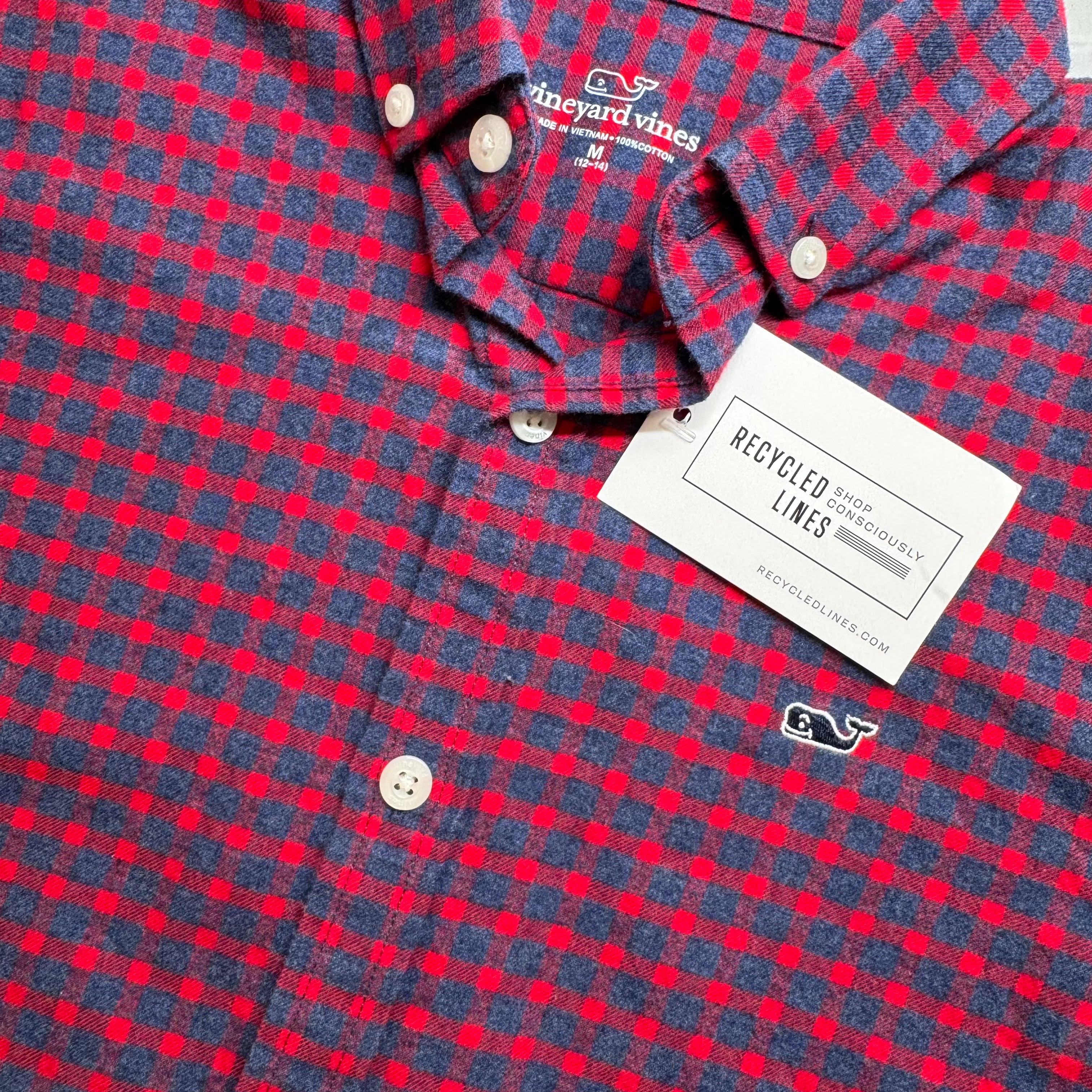 Vineyard Vines Flannel Button Down, Red/Blue Boys Size M (12/14) in excellent condition — Recycled Lines, Fairfield CT | Premium Sustainable Consignment