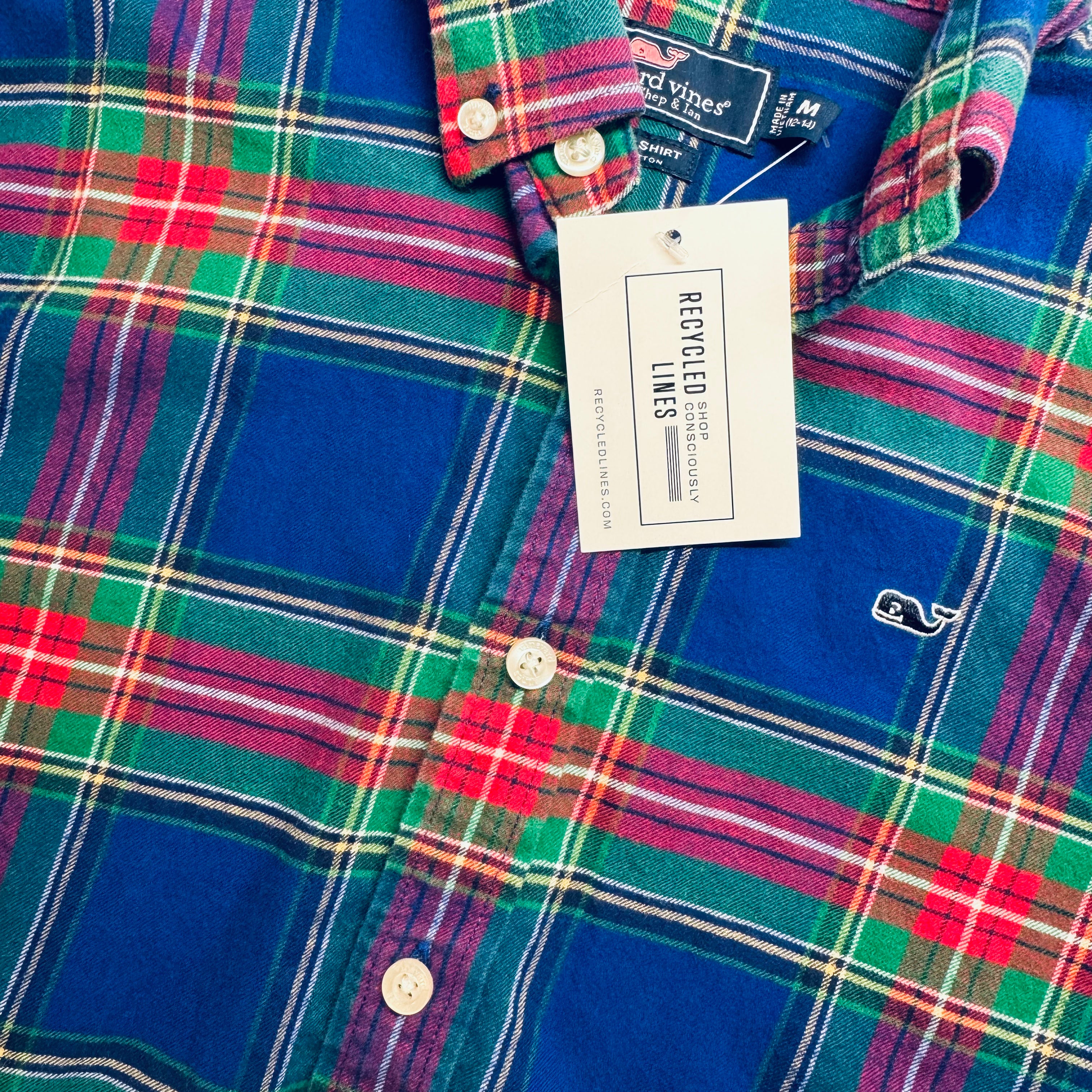 Vineyard Vines Button Down, Red/Blue Plaid Boys Size M in excellent condition — Recycled Lines, Fairfield CT | Premium Sustainable Consignment